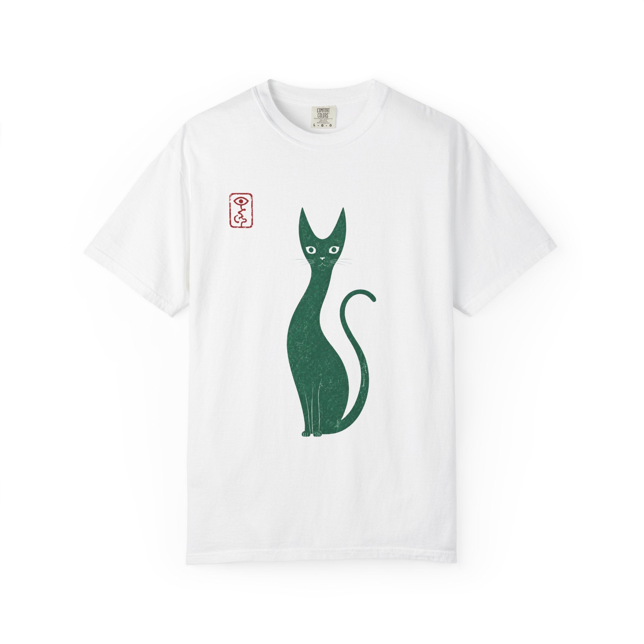 Cat Silhouette T-Shirt — Minimal Green Kitty Graphic Tee