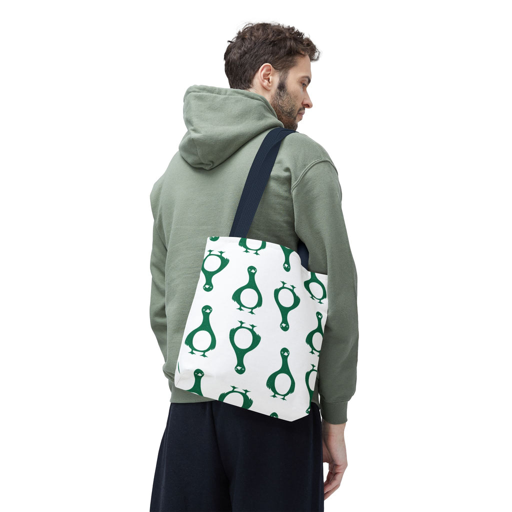 Green Penguin Pattern Tote Bag — Cute Reusable Shopping & Beach Tote
