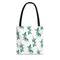 Green Koi Fish Pattern Tote Bag — Floral Aquatic All-Over Print Tote