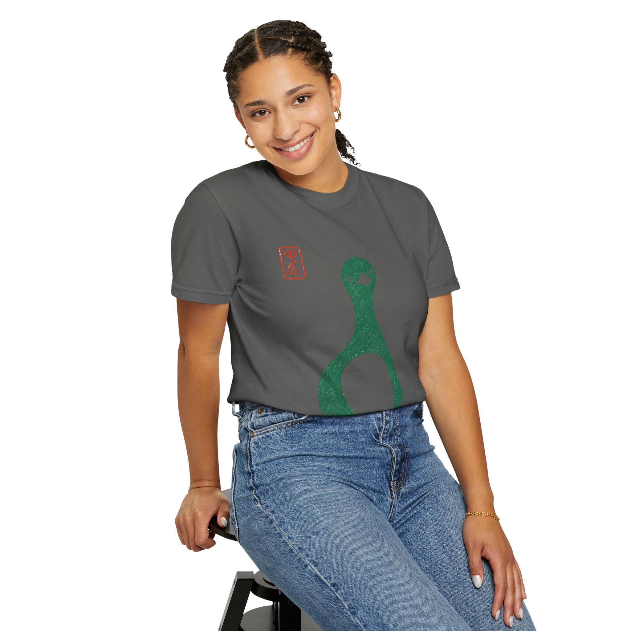 Pigeon Graphic T-Shirt — Vintage Green Bird Print