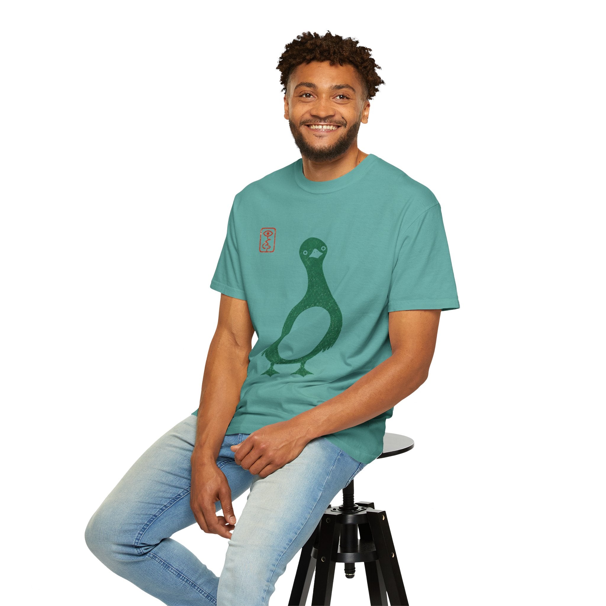 Pigeon Graphic T-Shirt — Vintage Green Bird Print