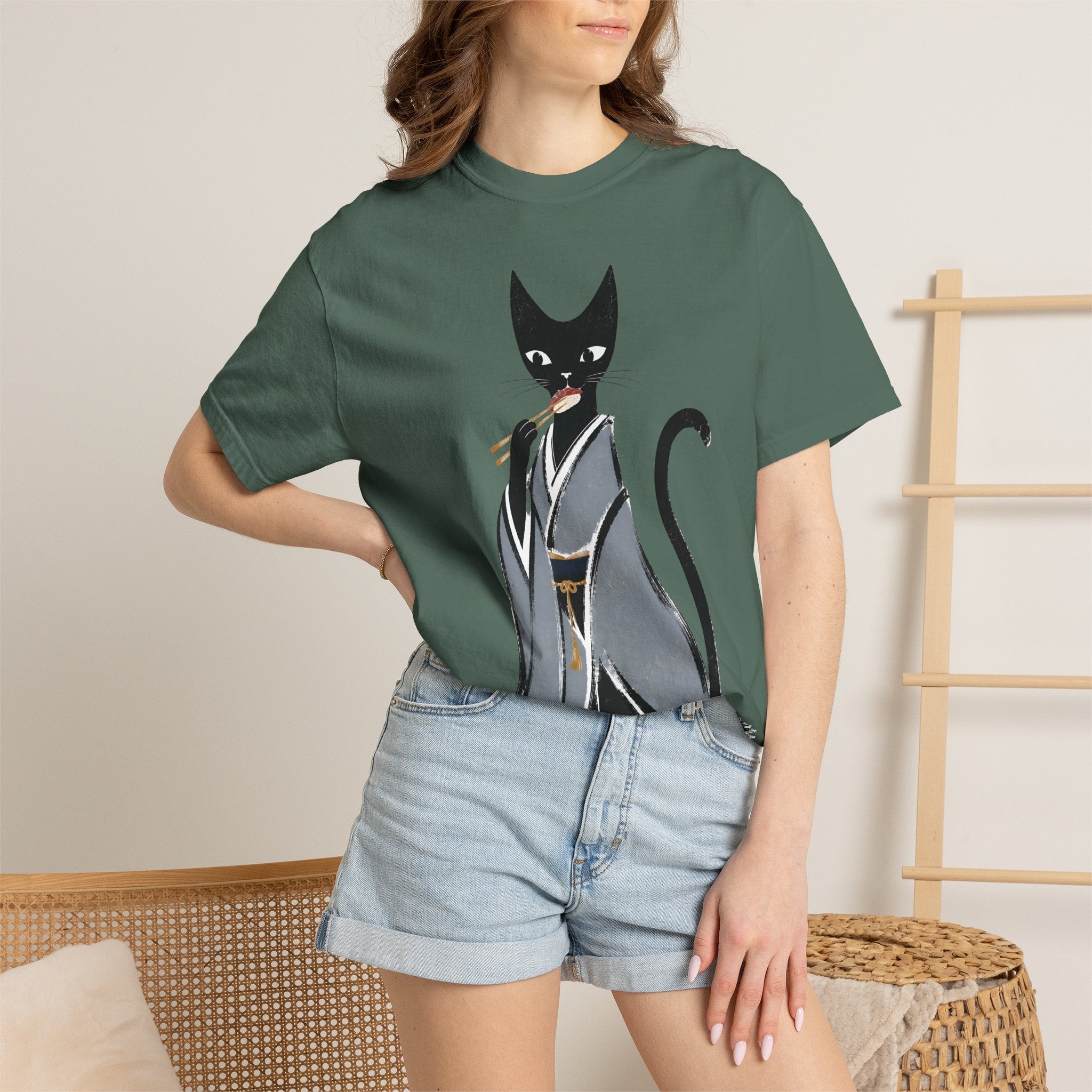 Kat in Kimono T-Shirt — Japanese Cat Illustration Tee