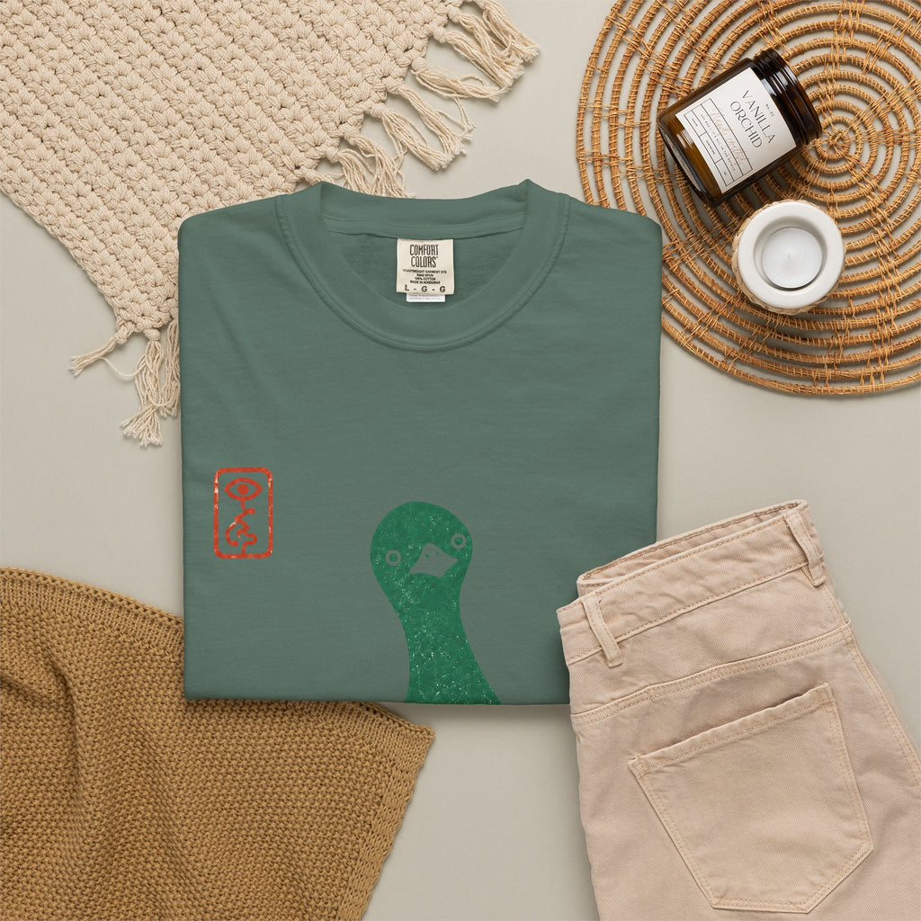 Pigeon Graphic T-Shirt — Vintage Green Bird Print