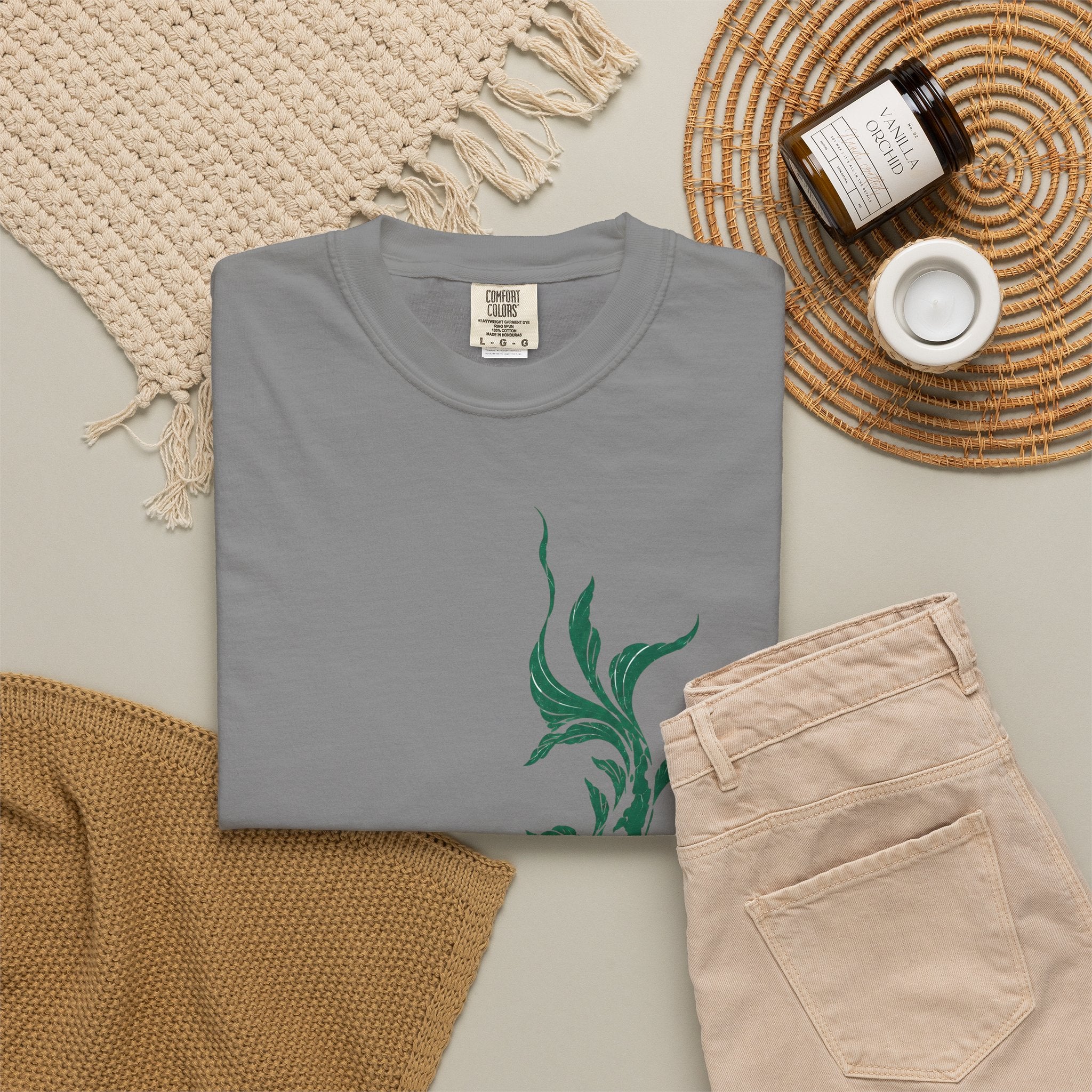 Koi Fish Graphic T-Shirt – Green Dual Koi Design
