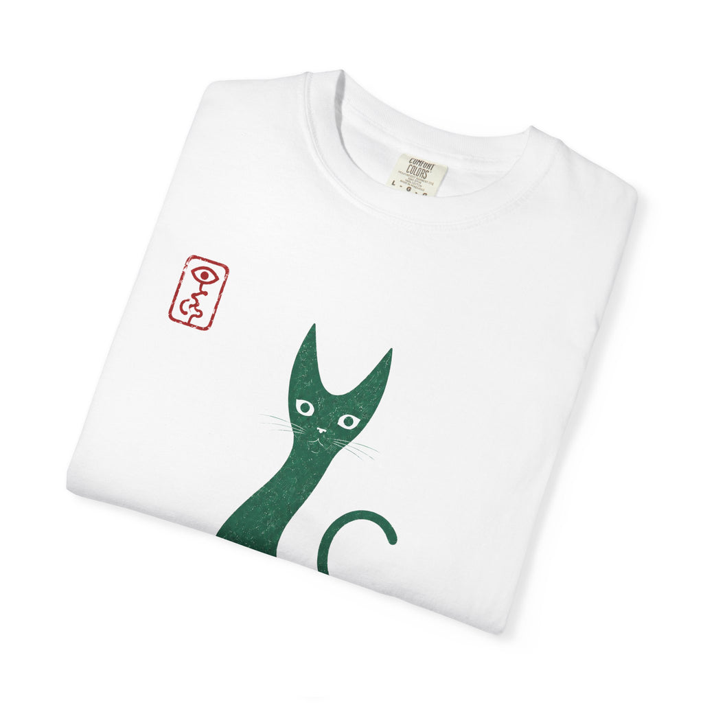 Cat Silhouette T-Shirt — Minimal Green Kitty Graphic Tee