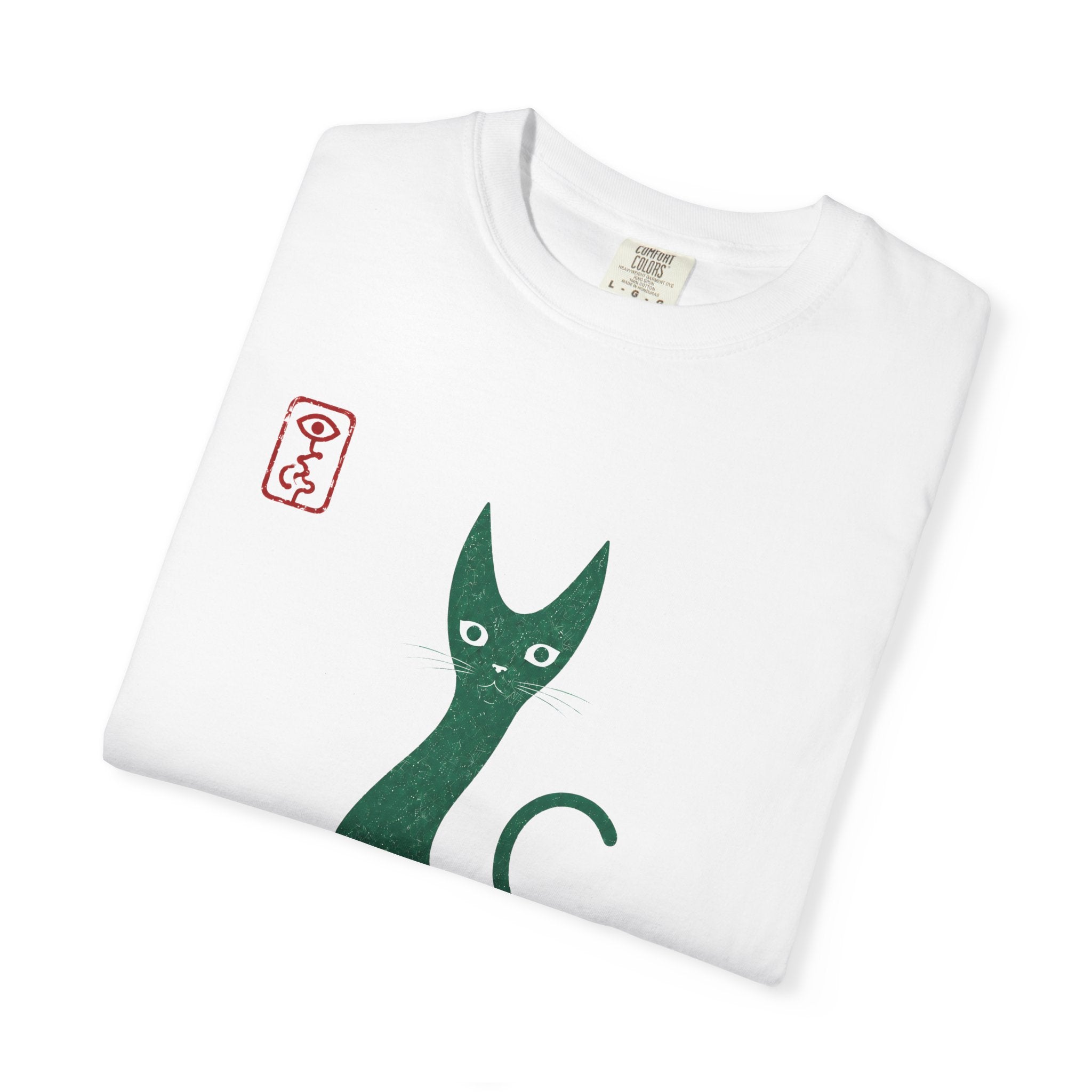 Cat Silhouette T-Shirt — Minimal Green Kitty Graphic Tee