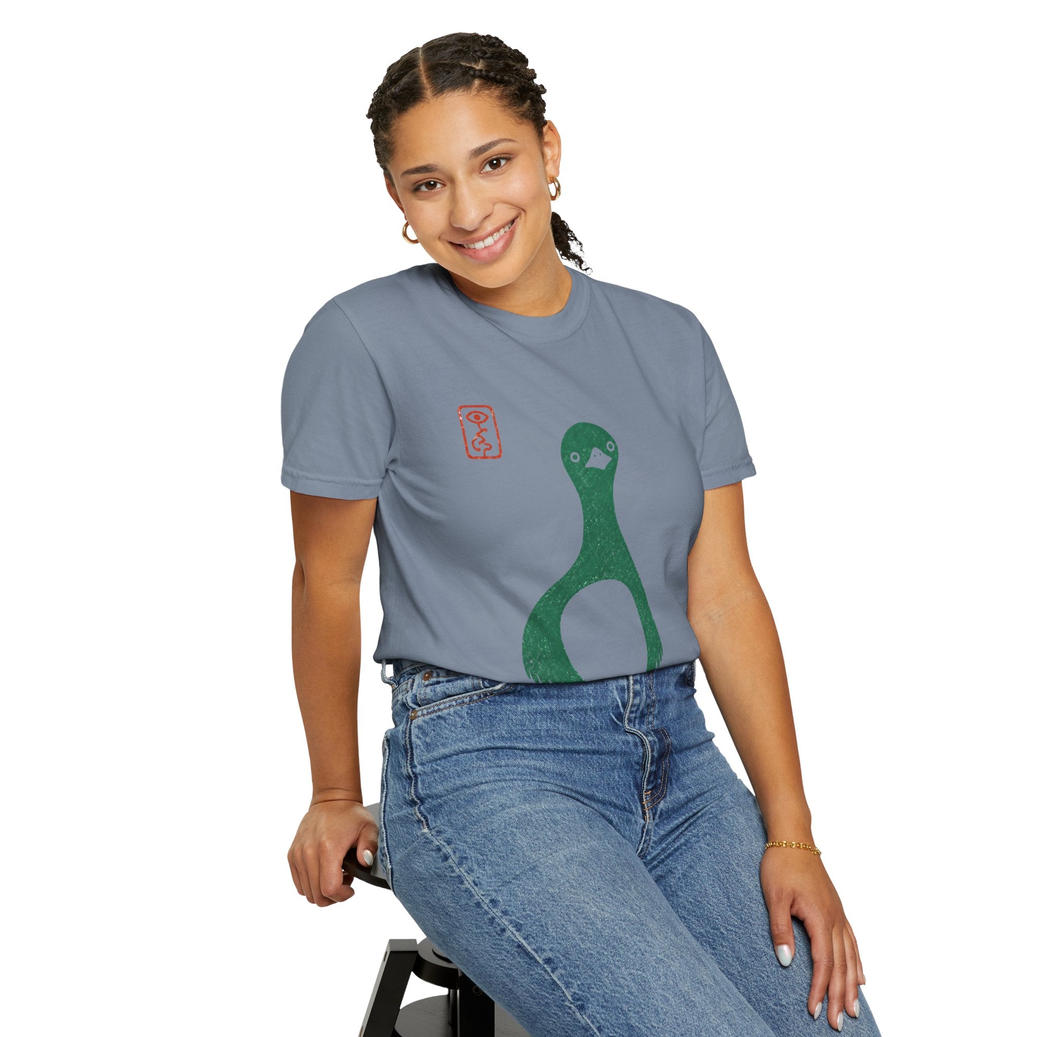 Pigeon Graphic T-Shirt — Vintage Green Bird Print