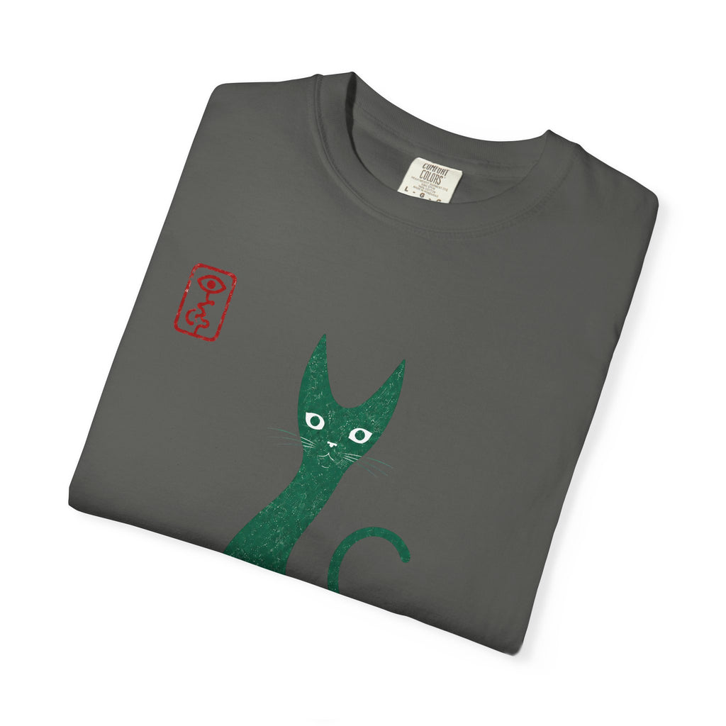 Cat Silhouette T-Shirt — Minimal Green Kitty Graphic Tee