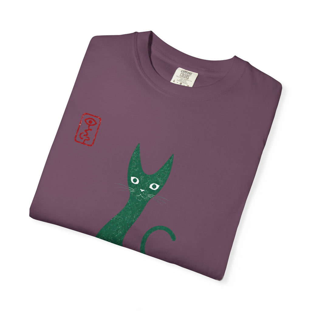 Cat Silhouette T-Shirt — Minimal Green Kitty Graphic Tee