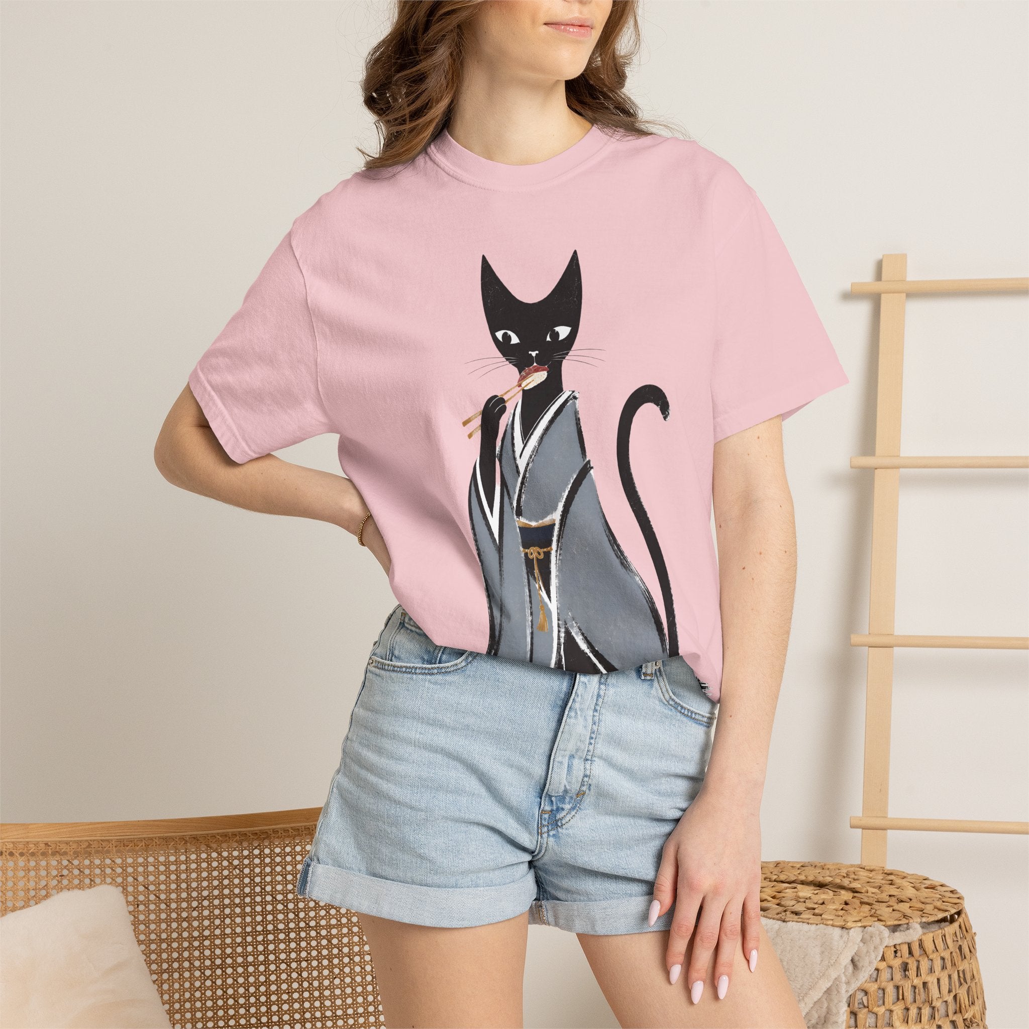 Kat in Kimono T-Shirt — Japanese Cat Illustration Tee