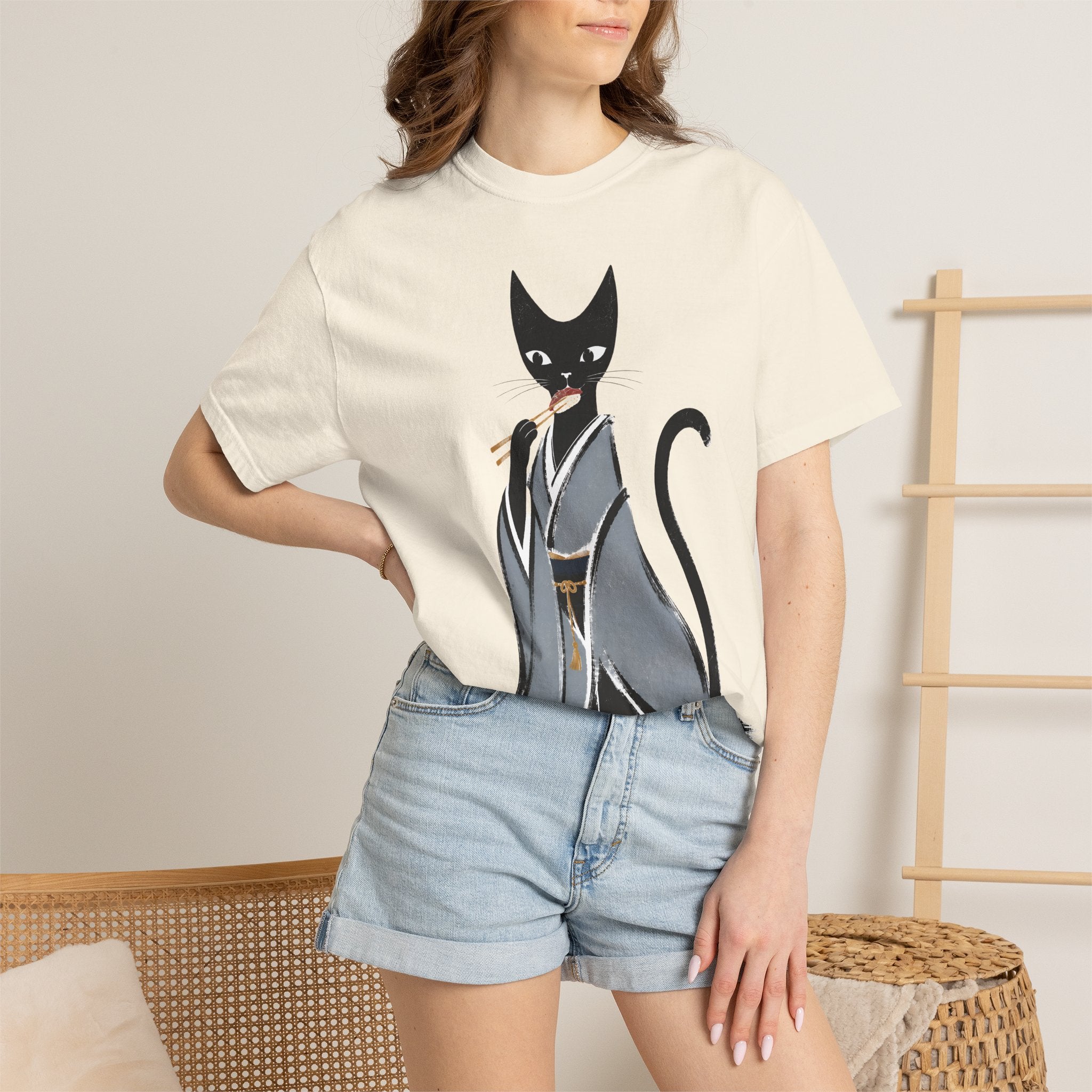 Kat in Kimono T-Shirt — Japanese Cat Illustration Tee