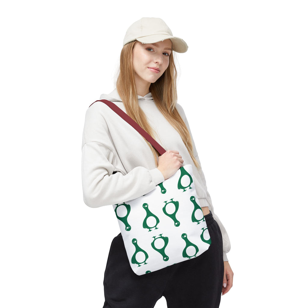 Green Penguin Pattern Tote Bag — Cute Reusable Shopping & Beach Tote