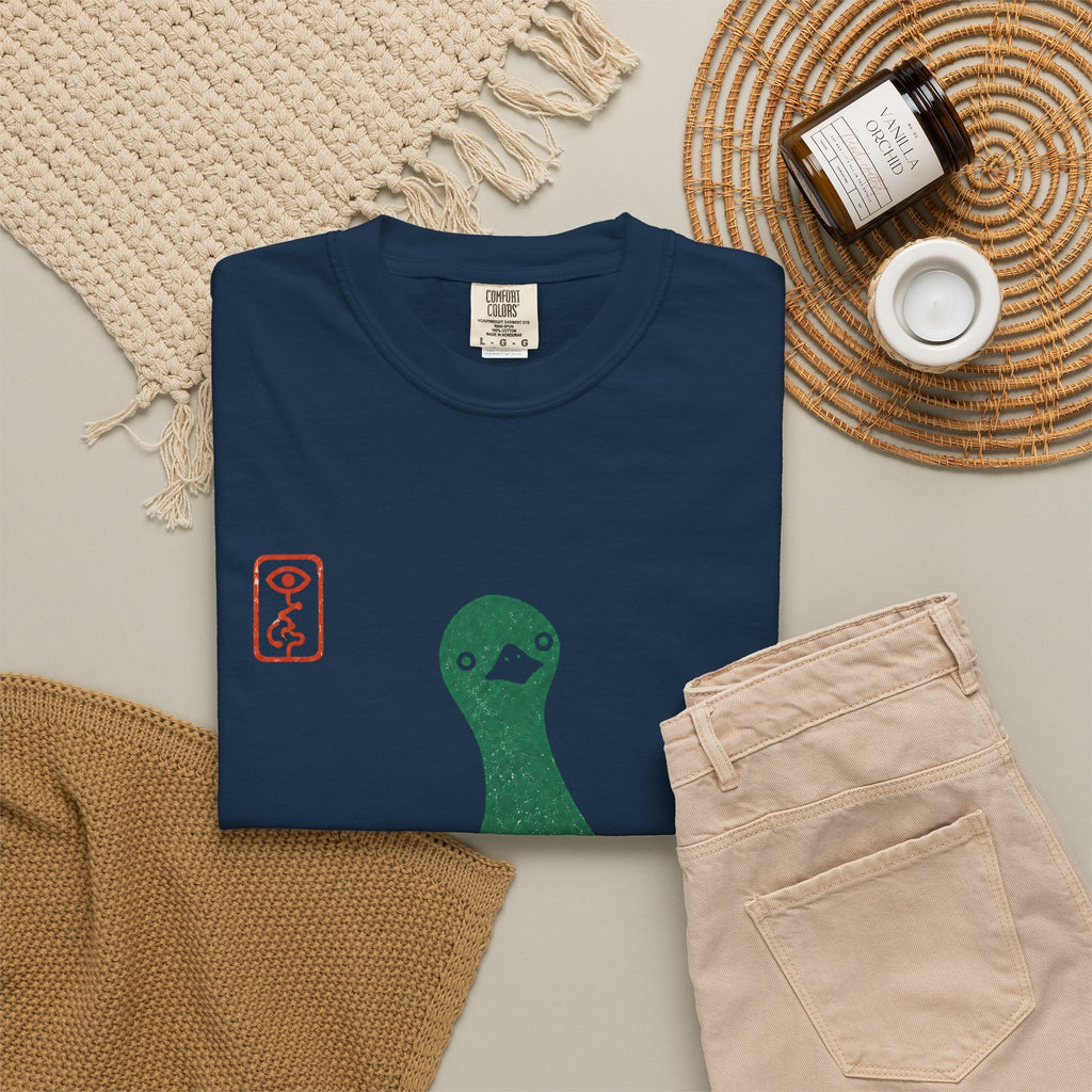 Pigeon Graphic T-Shirt — Vintage Green Bird Print