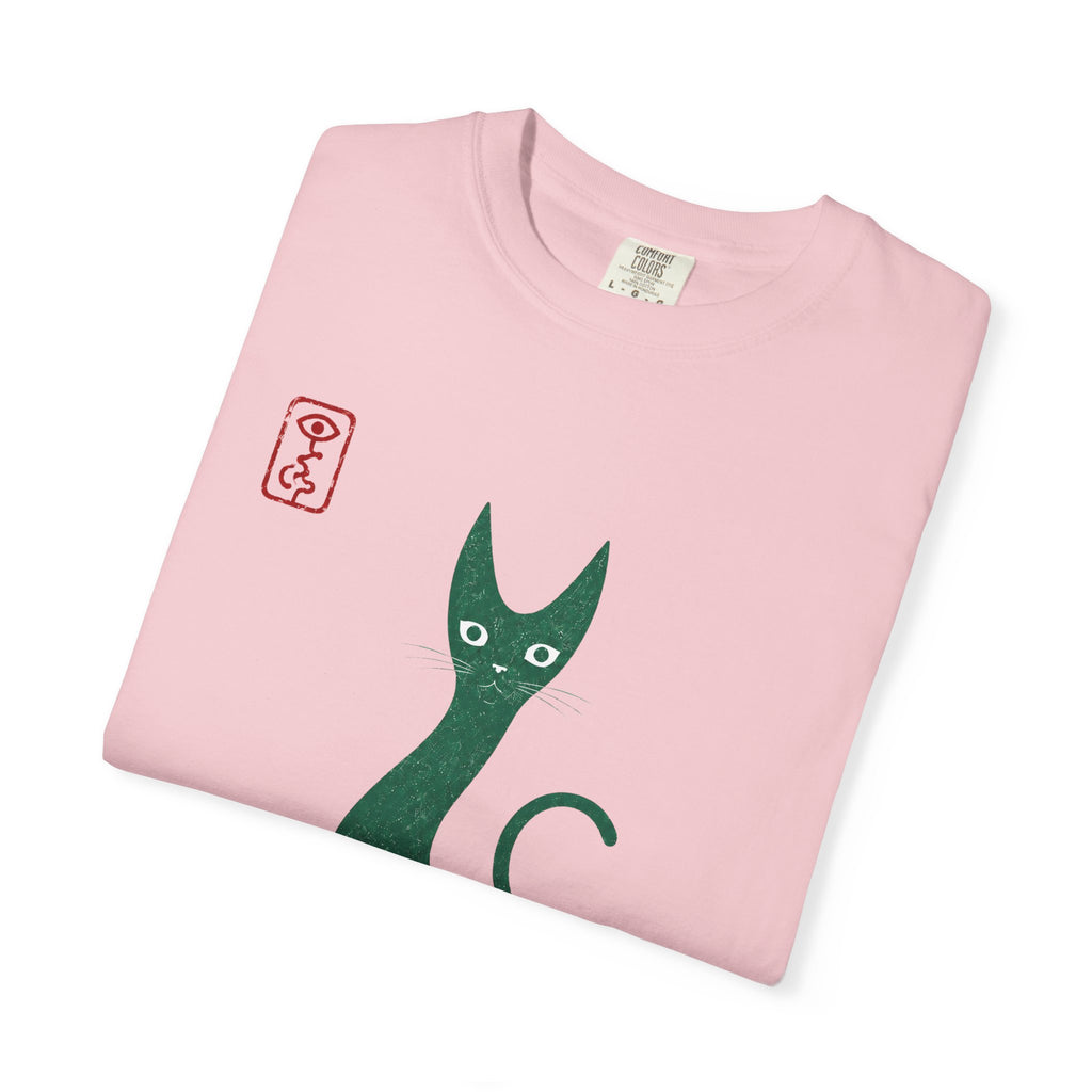 Cat Silhouette T-Shirt — Minimal Green Kitty Graphic Tee