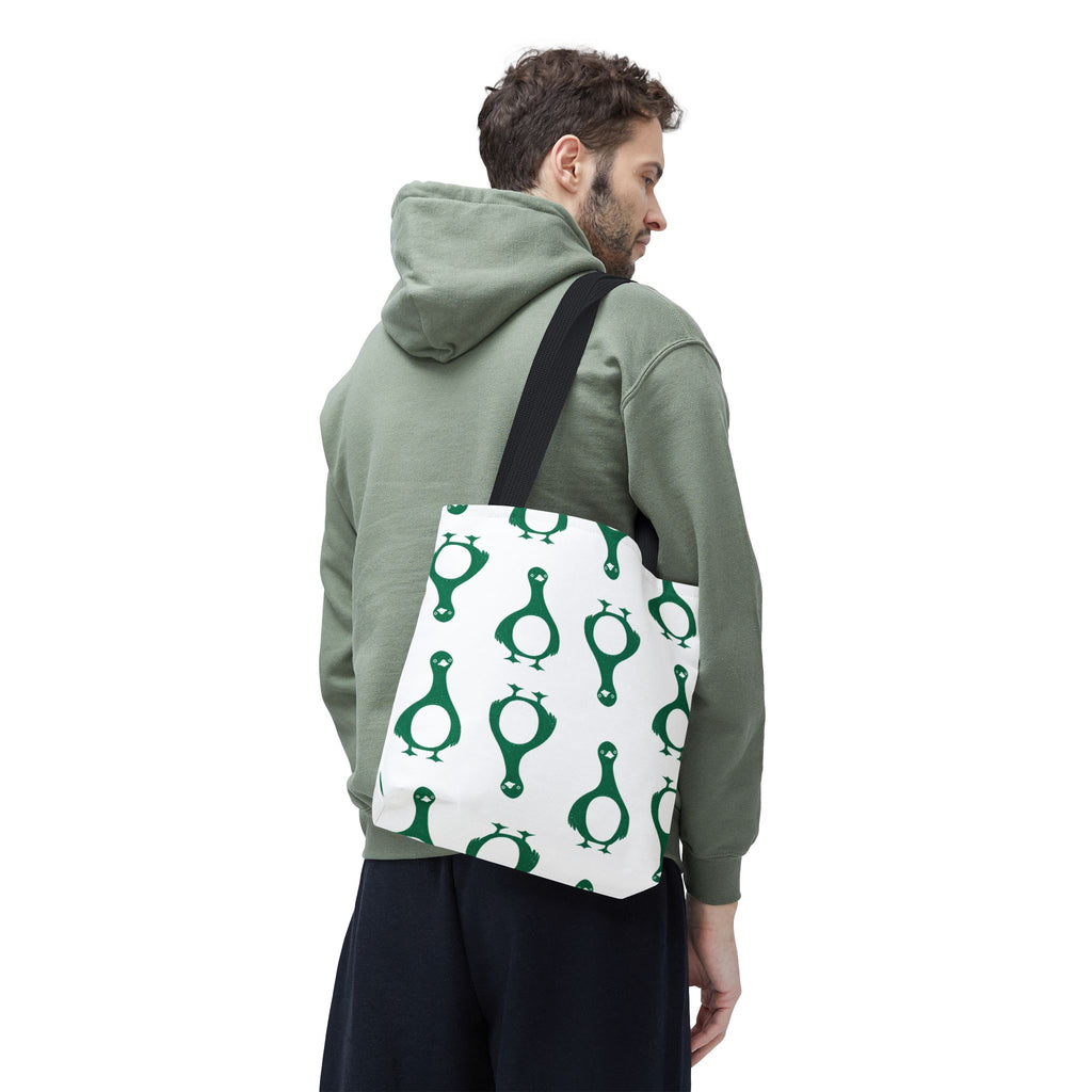 Green Penguin Pattern Tote Bag — Cute Reusable Shopping & Beach Tote