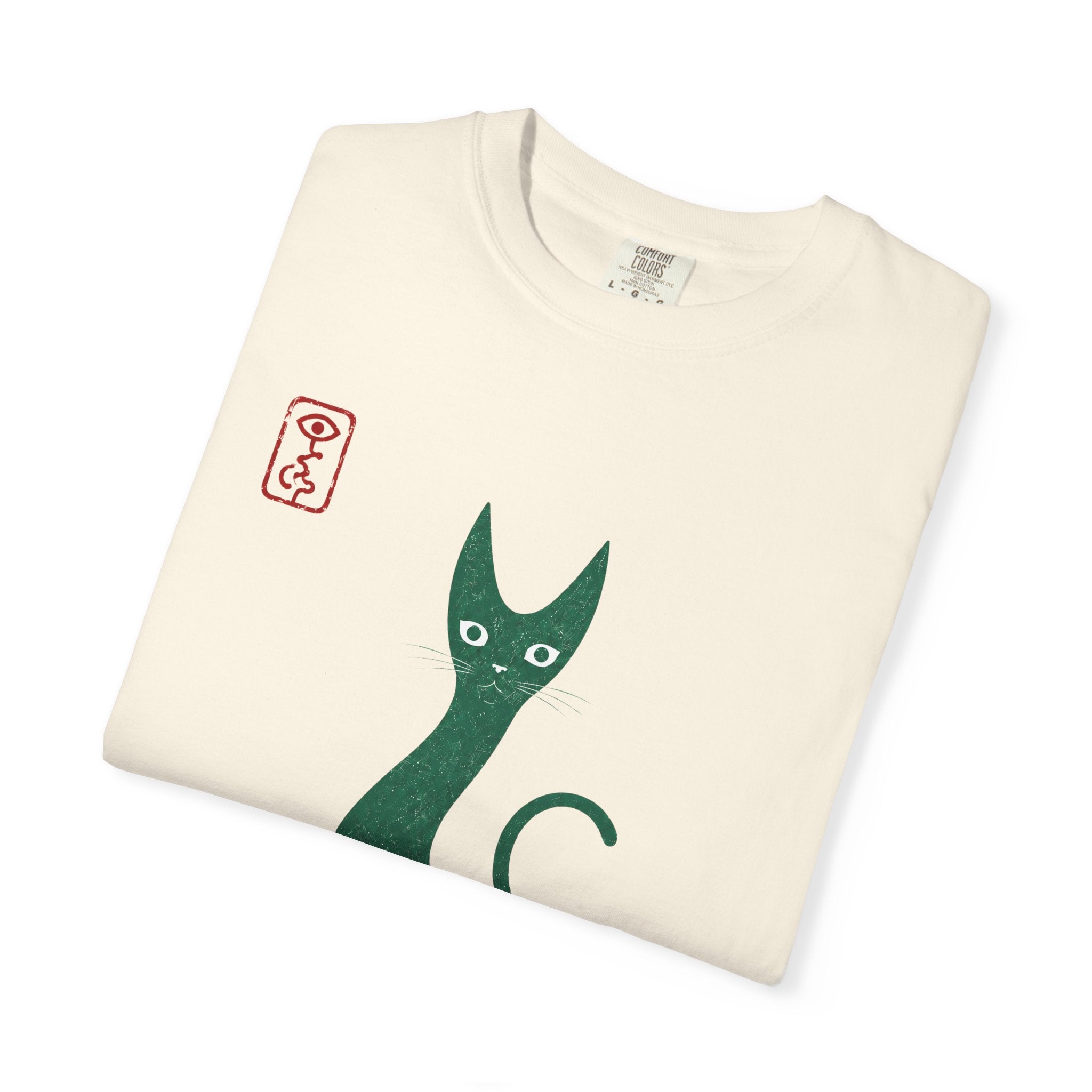 Cat Silhouette T-Shirt — Minimal Green Kitty Graphic Tee