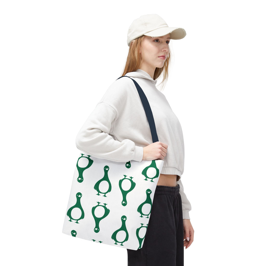 Green Penguin Pattern Tote Bag — Cute Reusable Shopping & Beach Tote