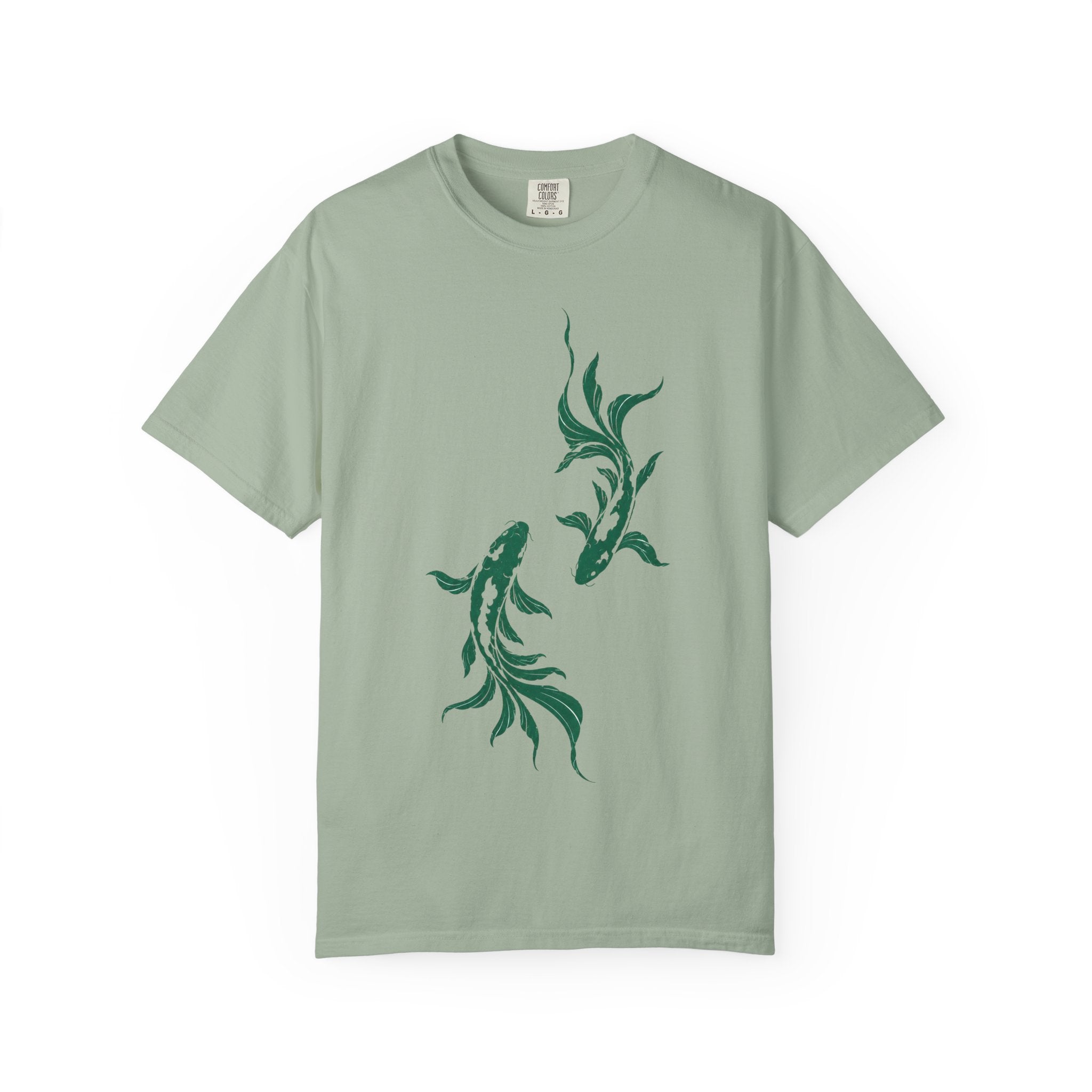 Koi Fish Graphic T-Shirt – Green Dual Koi Design