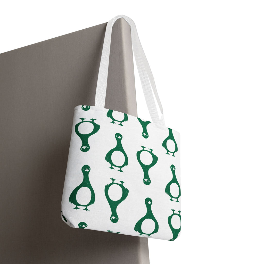 Green Penguin Pattern Tote Bag — Cute Reusable Shopping & Beach Tote