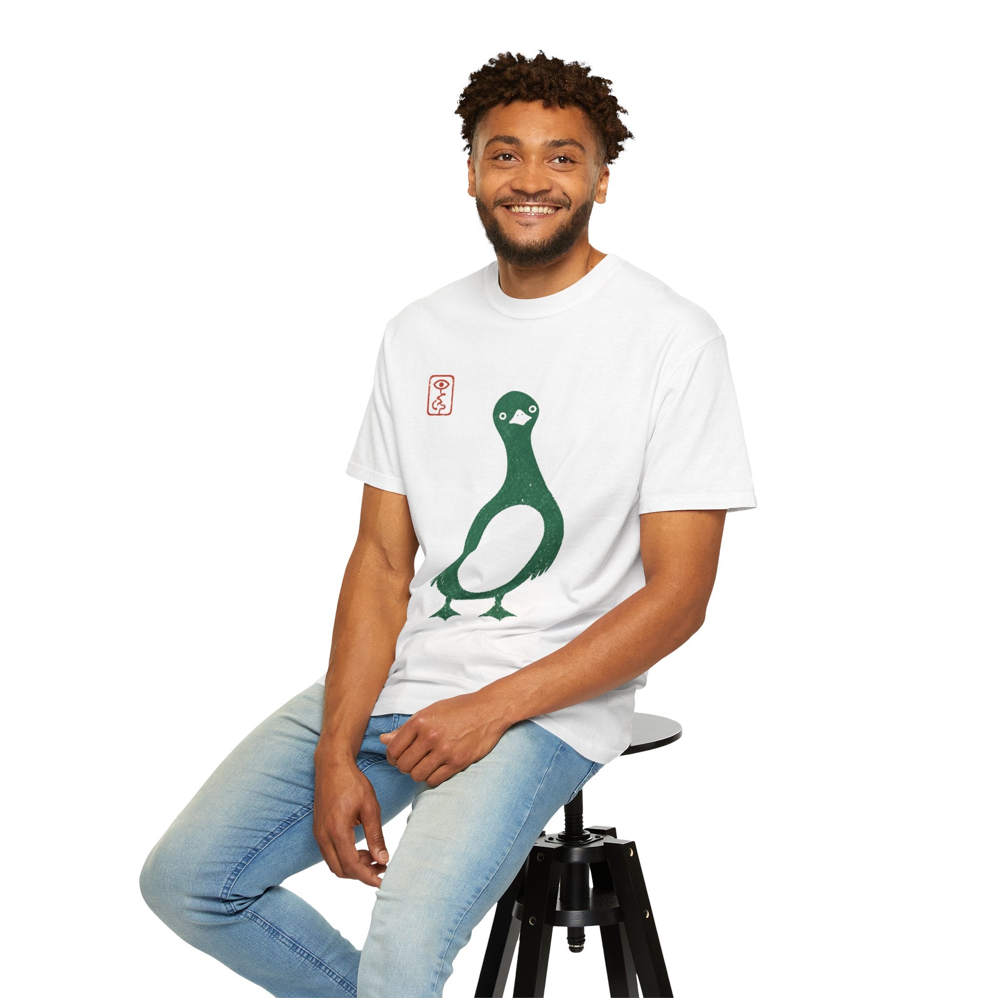 Pigeon Graphic T-Shirt — Vintage Green Bird Print