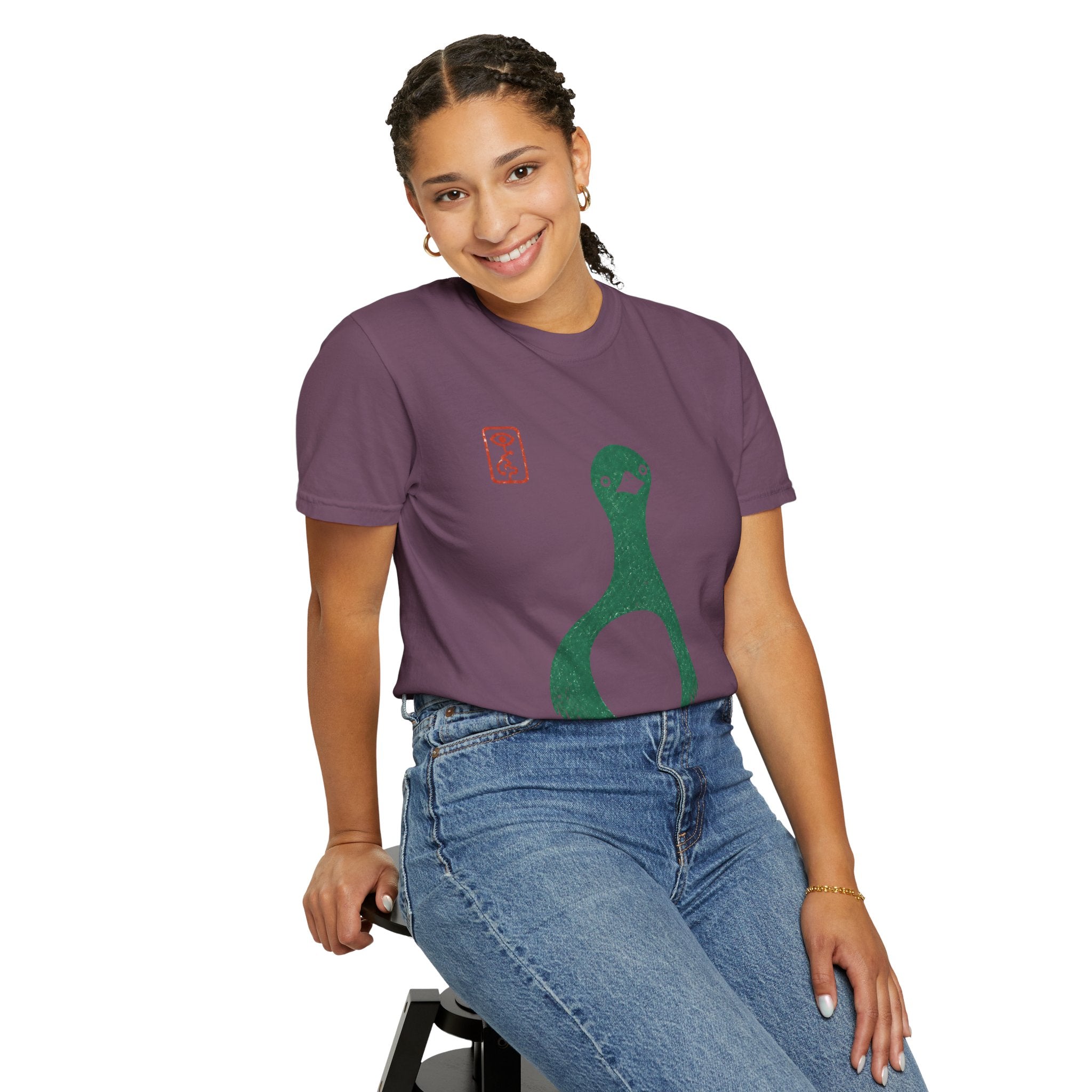 Pigeon Graphic T-Shirt — Vintage Green Bird Print