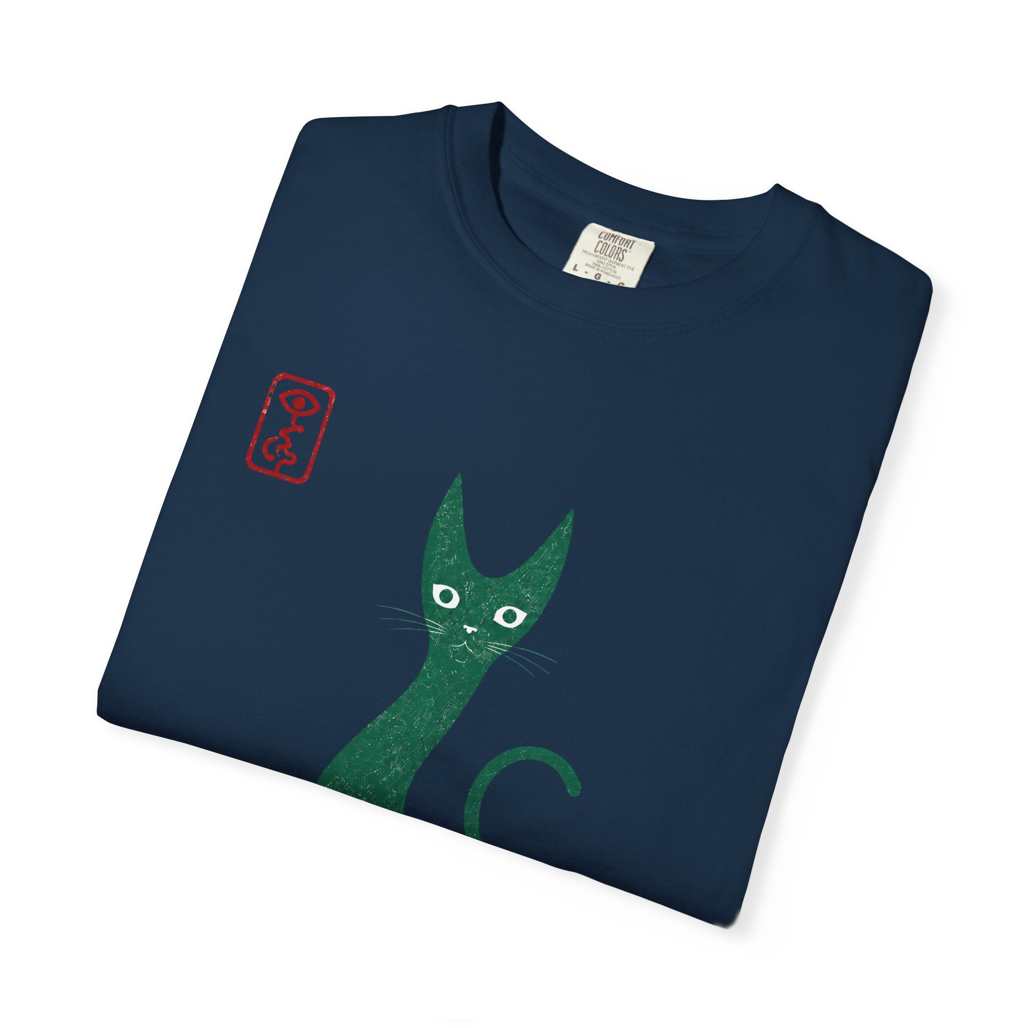 Cat Silhouette T-Shirt — Minimal Green Kitty Graphic Tee