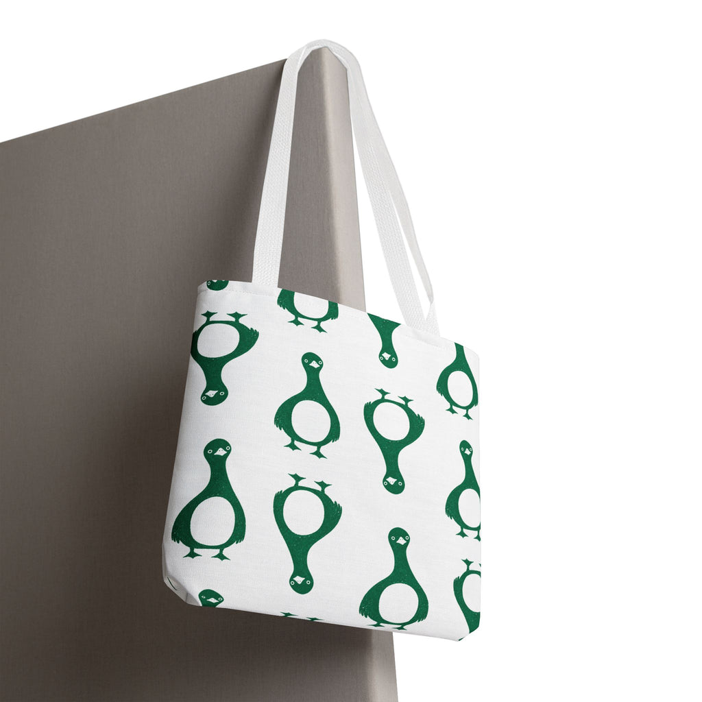 Green Penguin Pattern Tote Bag — Cute Reusable Shopping & Beach Tote