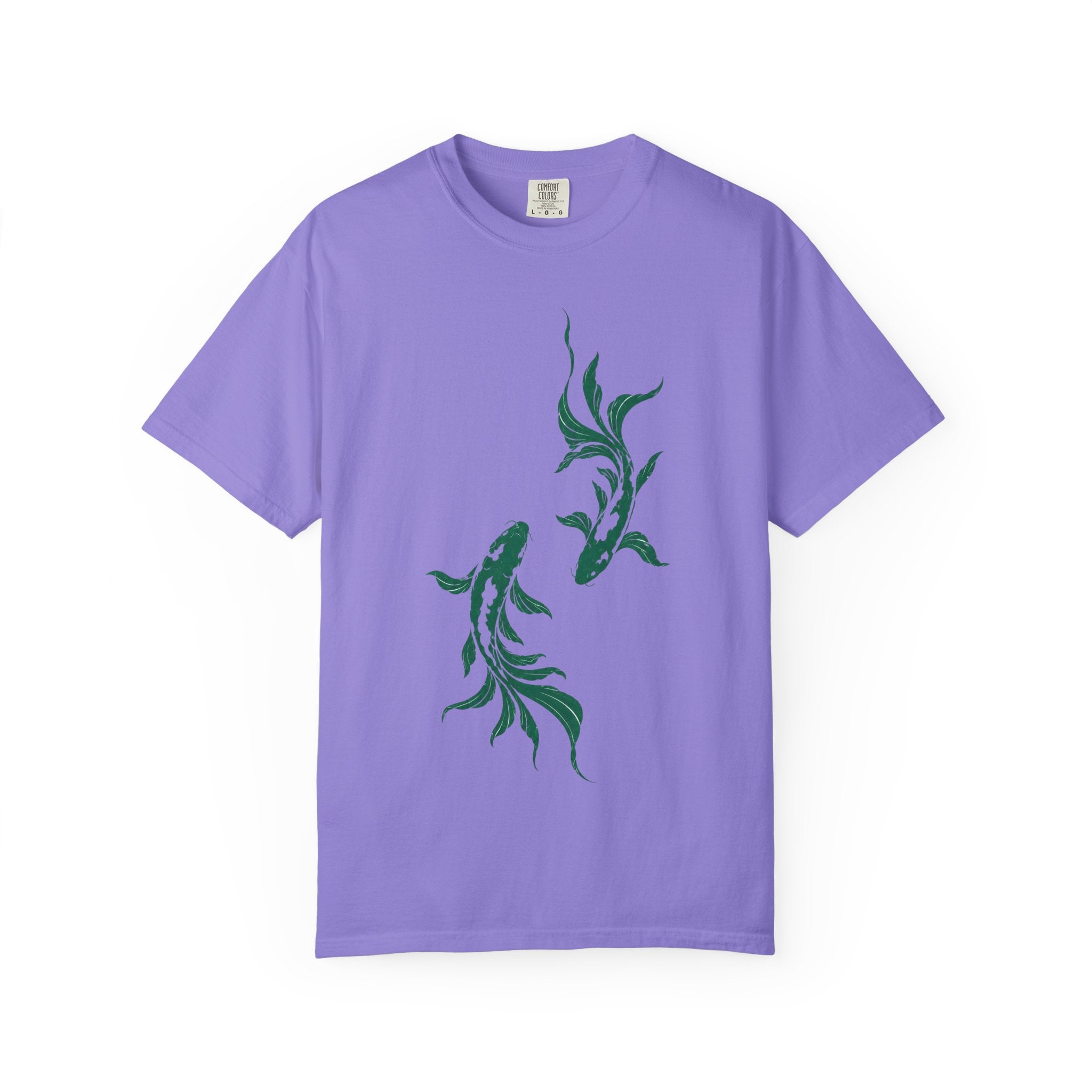 Koi Fish Graphic T-Shirt – Green Dual Koi Design