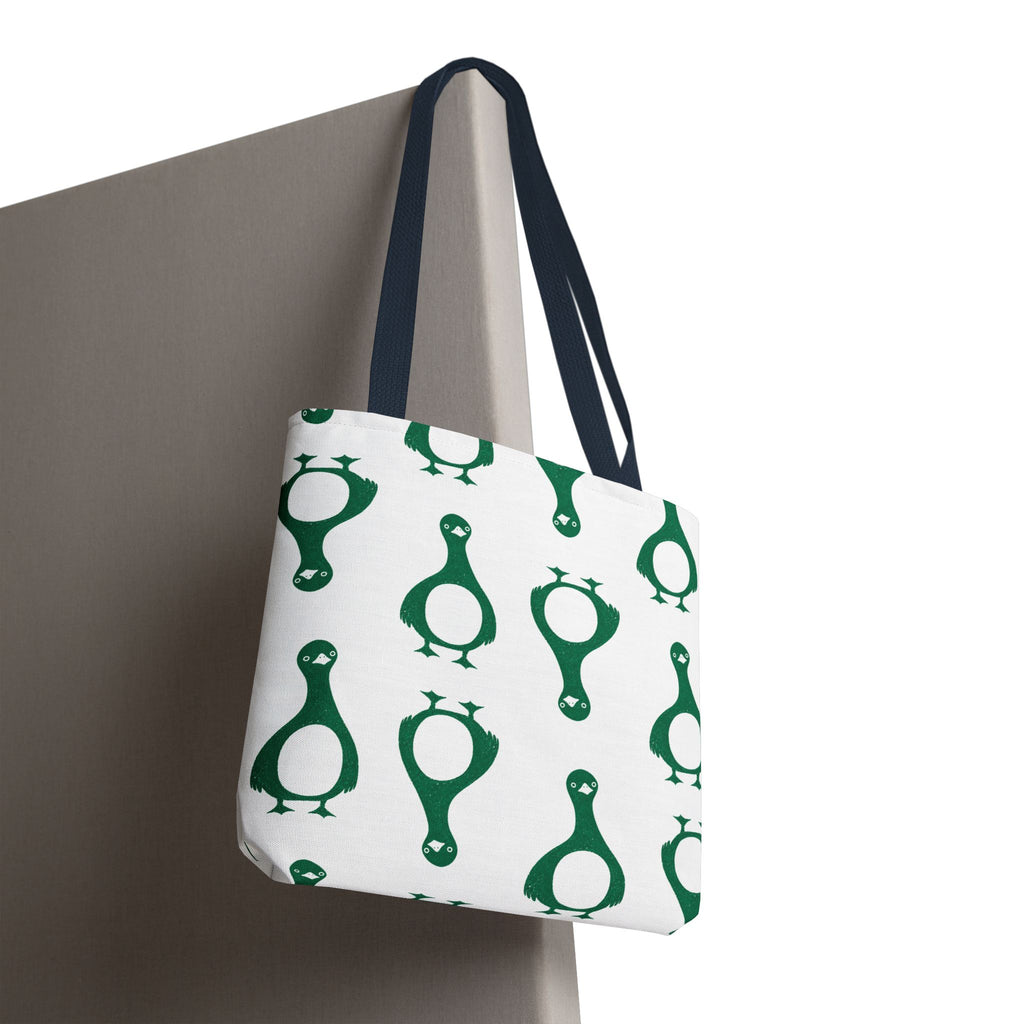 Green Penguin Pattern Tote Bag — Cute Reusable Shopping & Beach Tote