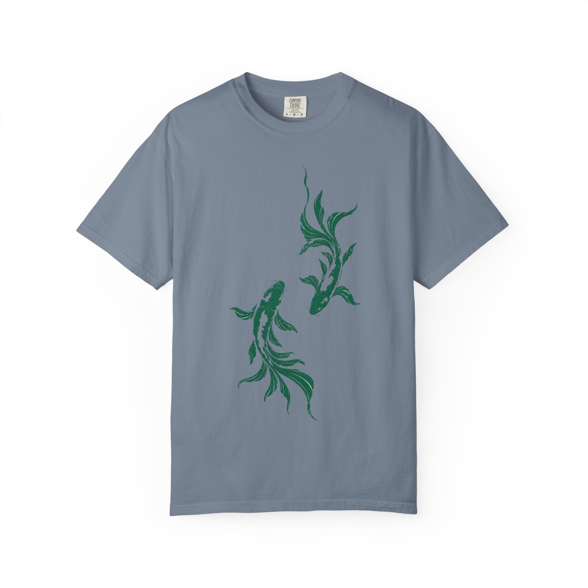 Koi Fish Graphic T-Shirt – Green Dual Koi Design