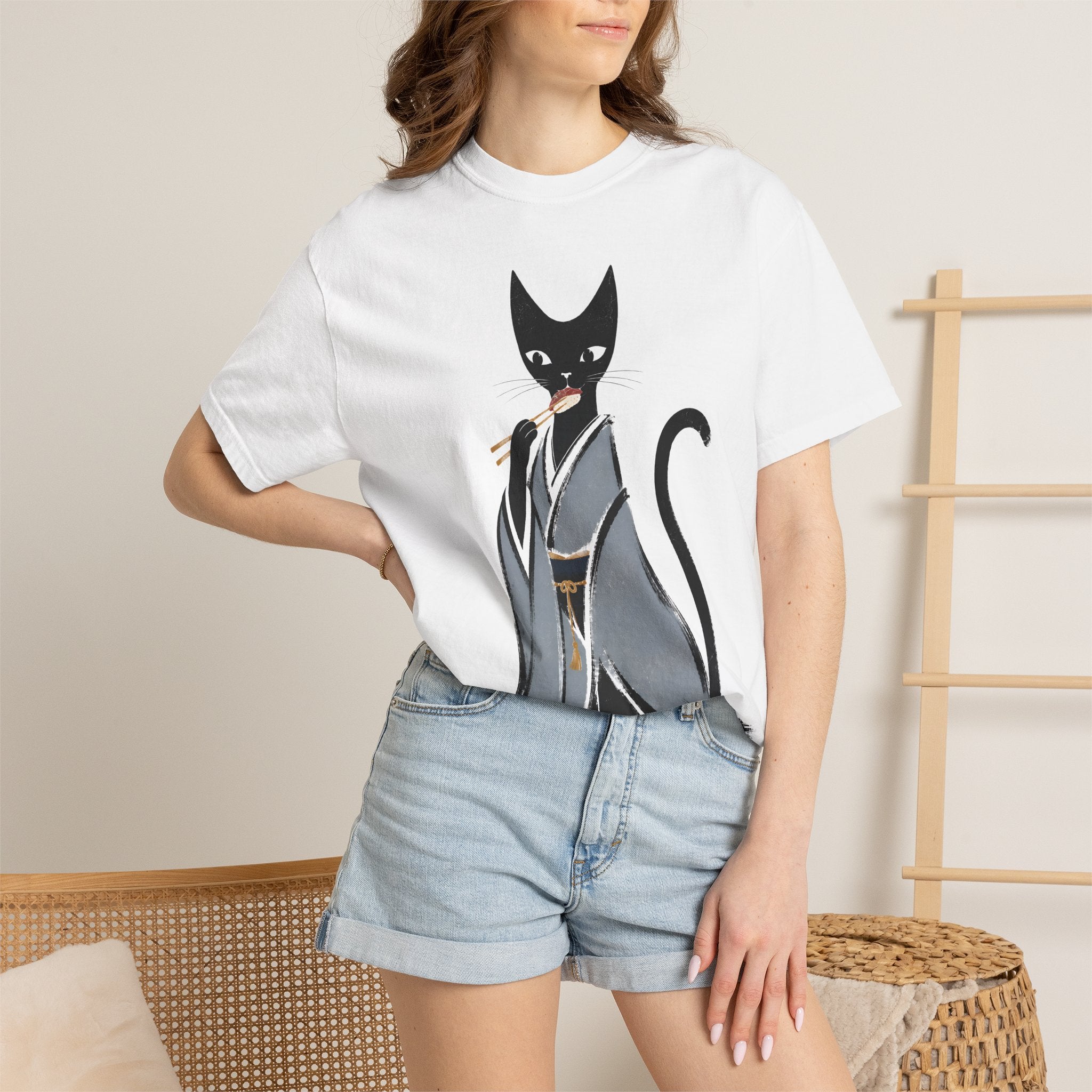 Kat in Kimono T-Shirt — Japanese Cat Illustration Tee
