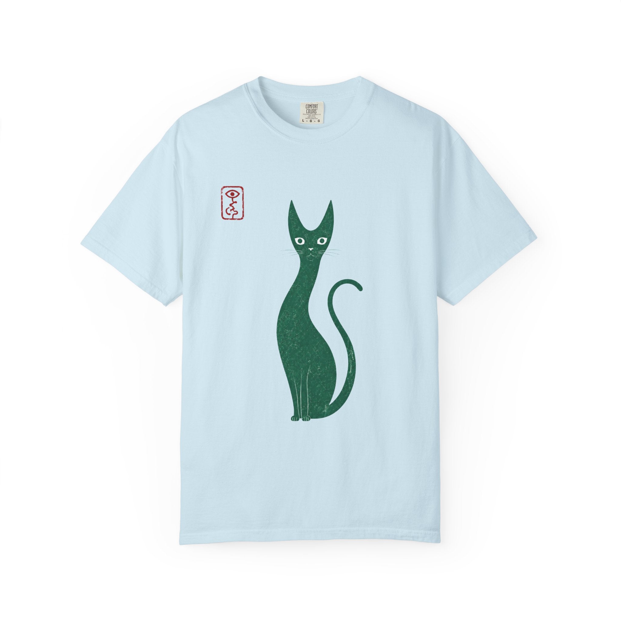 Cat Silhouette T-Shirt — Minimal Green Kitty Graphic Tee