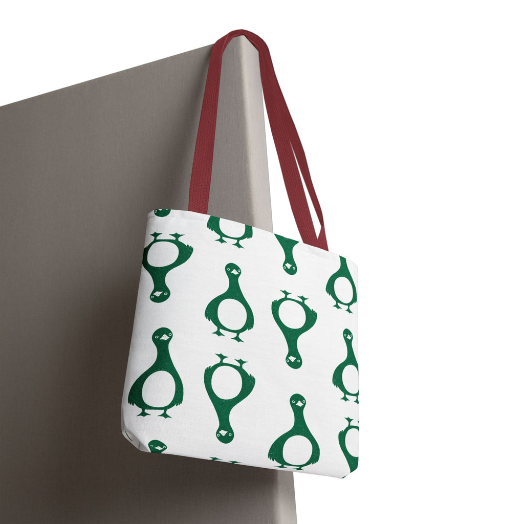 Green Penguin Pattern Tote Bag — Cute Reusable Shopping & Beach Tote