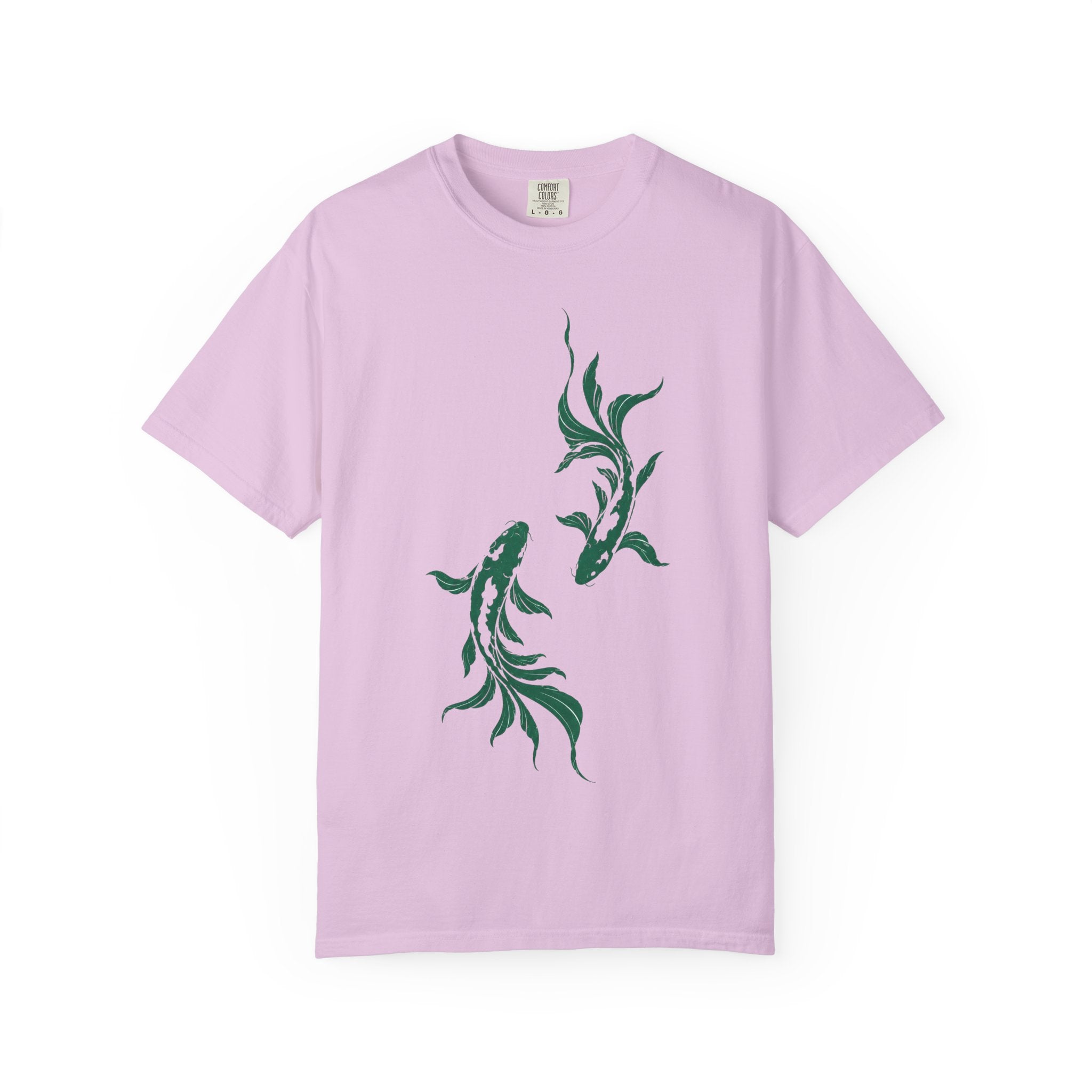 Koi Fish Graphic T-Shirt – Green Dual Koi Design