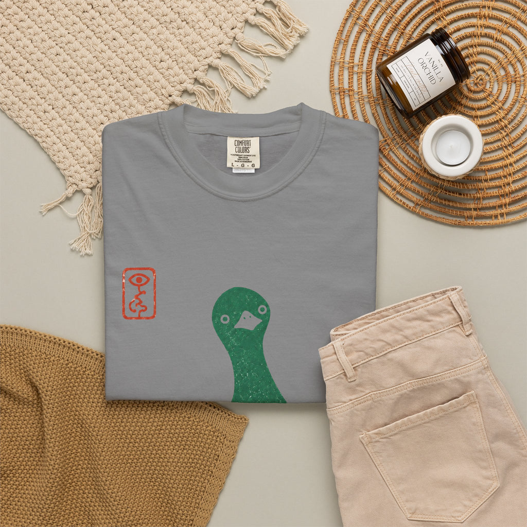 Pigeon Graphic T-Shirt — Vintage Green Bird Print