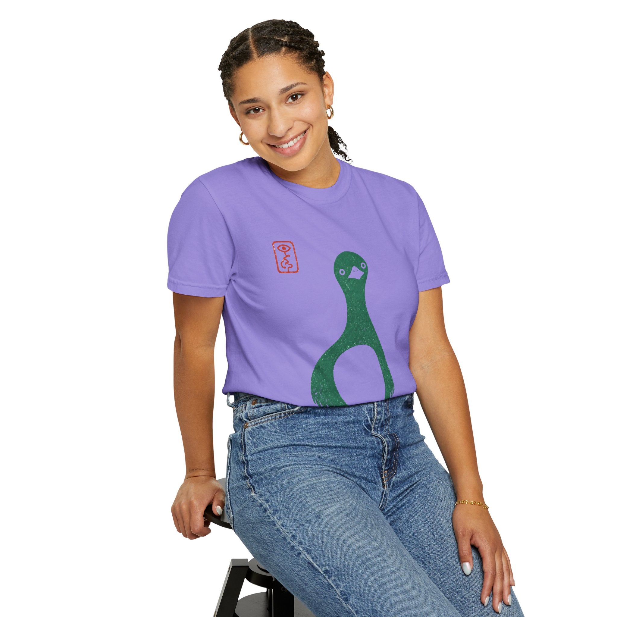 Pigeon Graphic T-Shirt — Vintage Green Bird Print