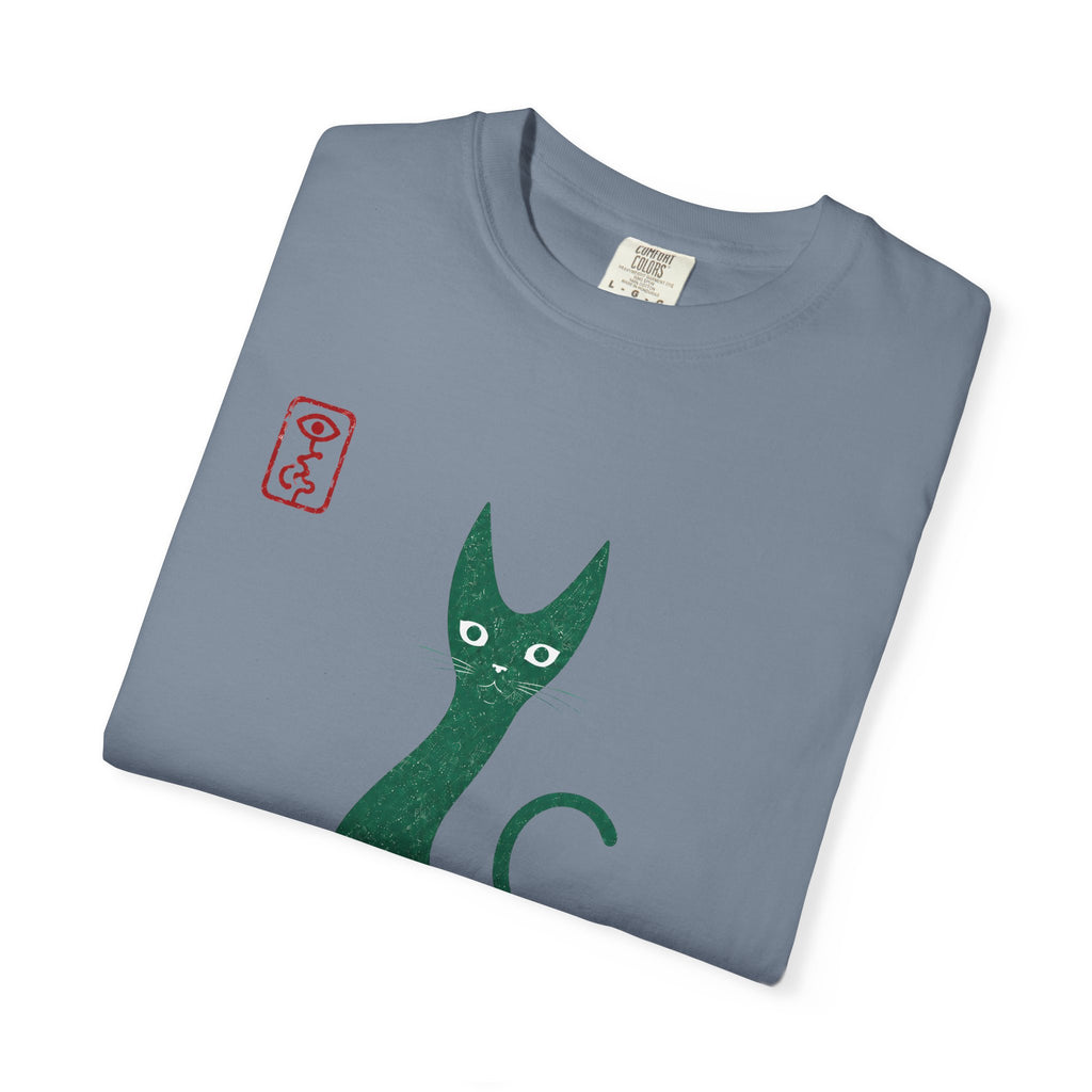 Cat Silhouette T-Shirt — Minimal Green Kitty Graphic Tee