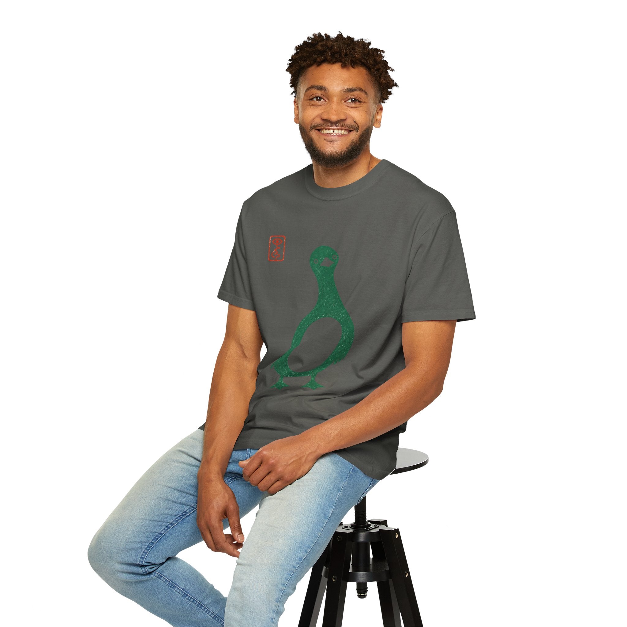 Pigeon Graphic T-Shirt — Vintage Green Bird Print