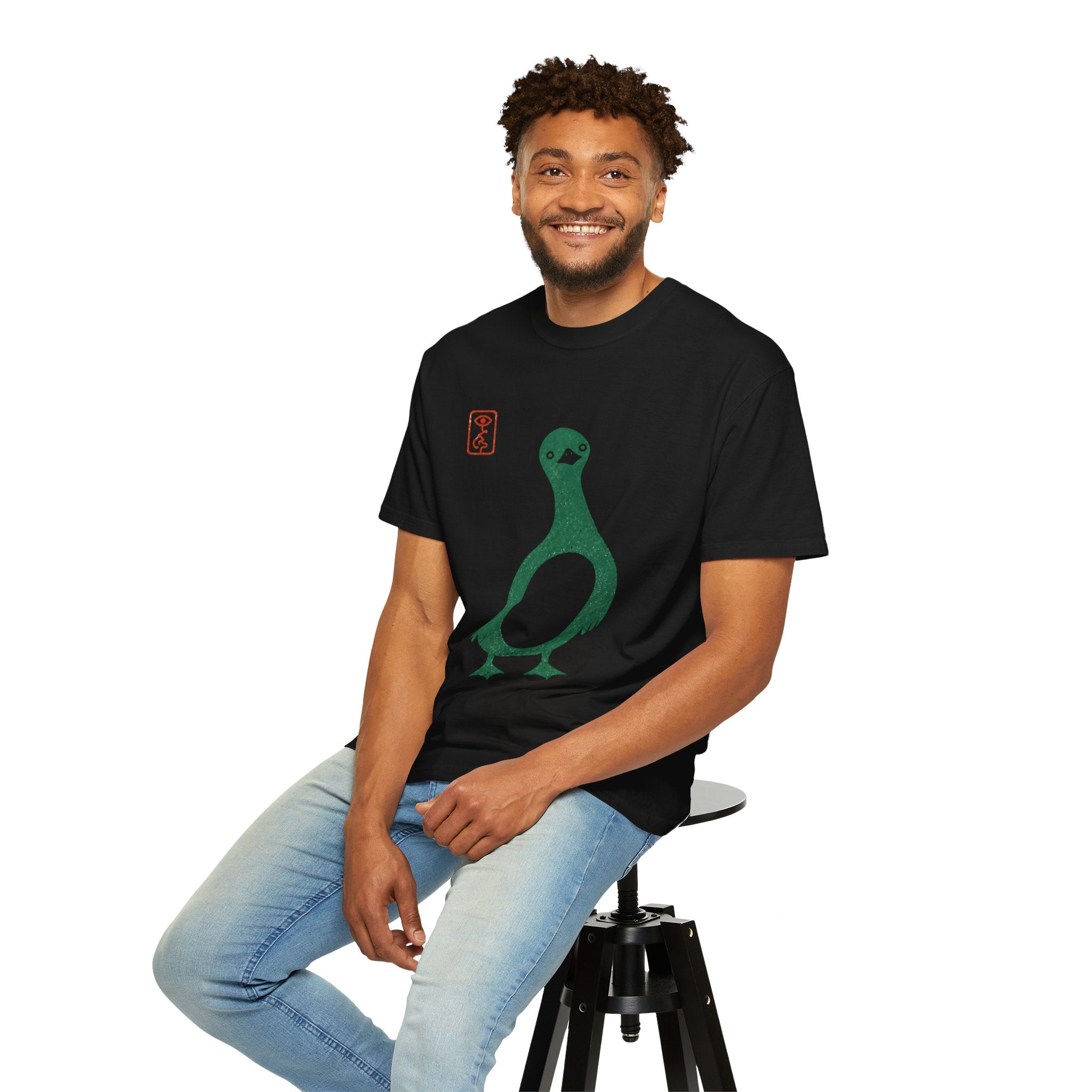 Pigeon Graphic T-Shirt — Vintage Green Bird Print