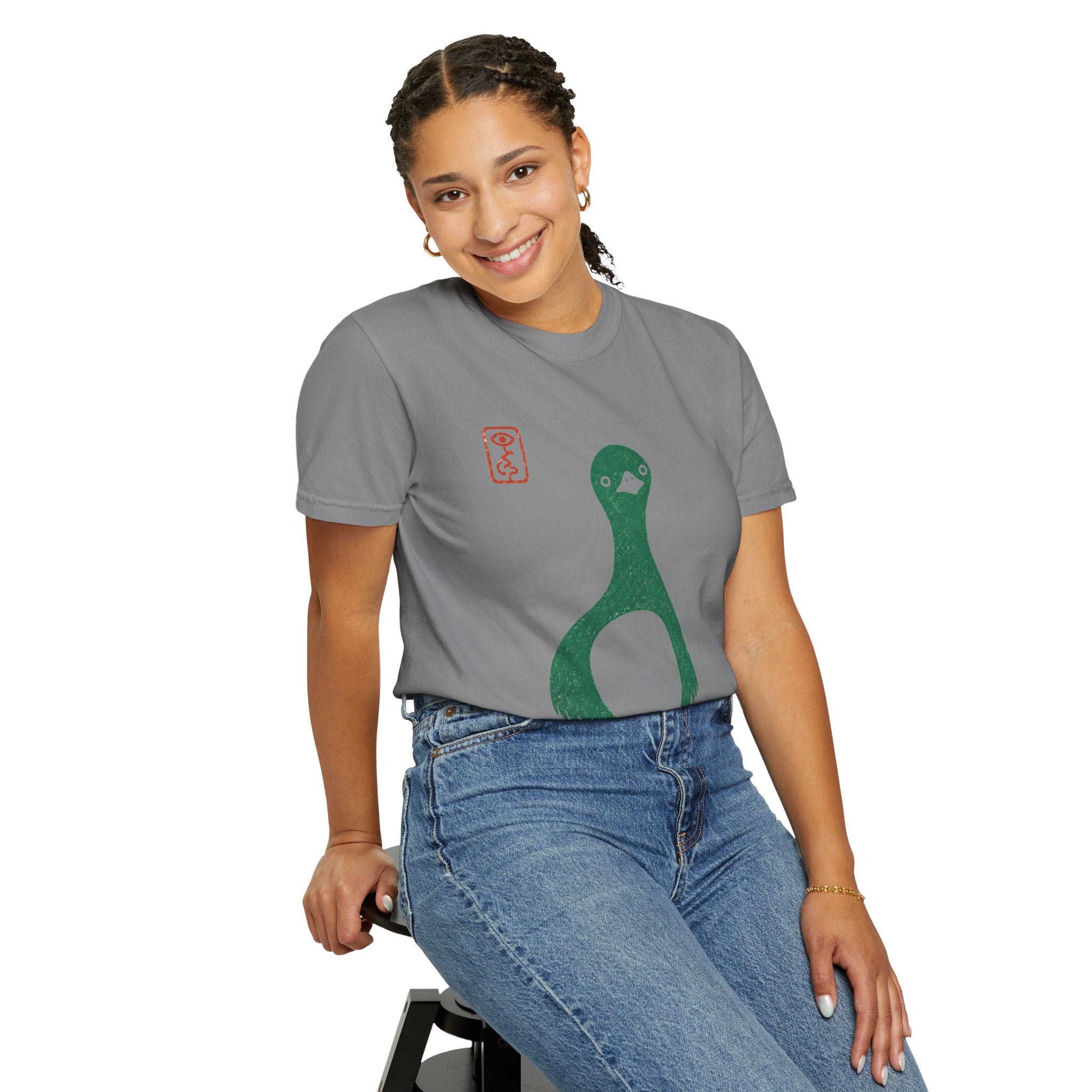 Pigeon Graphic T-Shirt — Vintage Green Bird Print