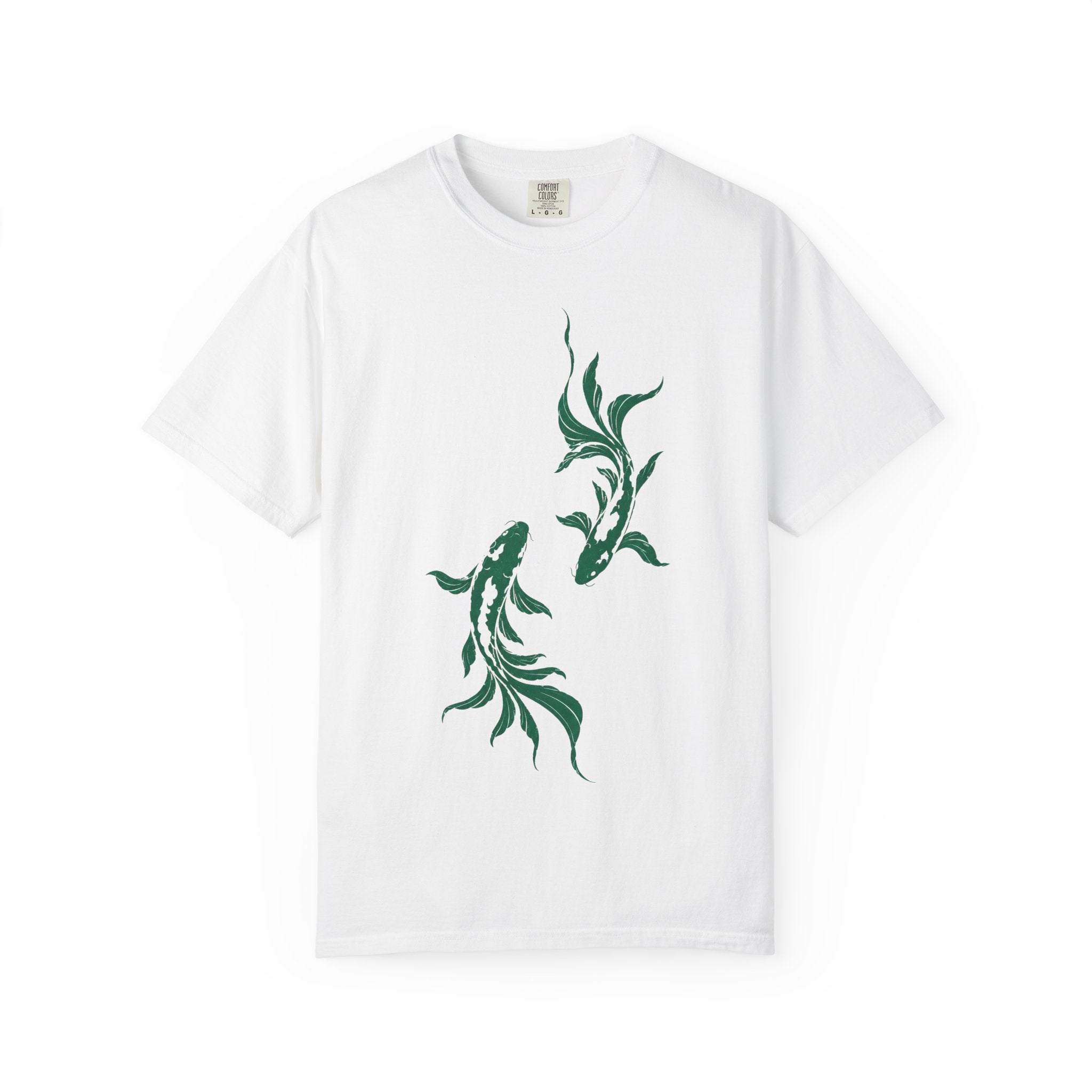 Koi Fish Graphic T-Shirt – Green Dual Koi Design