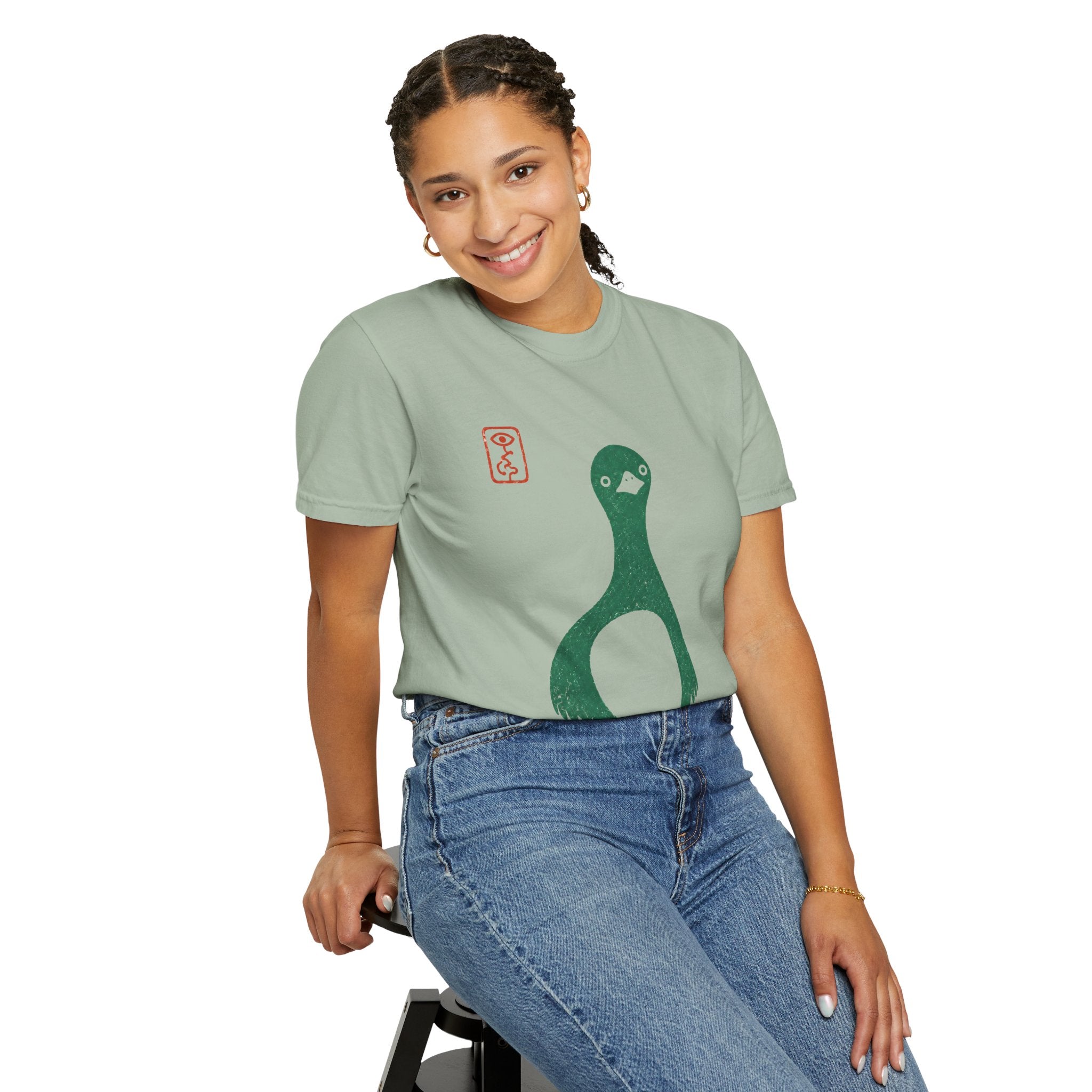 Pigeon Graphic T-Shirt — Vintage Green Bird Print