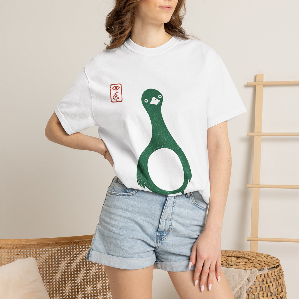 Pigeon Graphic T-Shirt — Vintage Green Bird Print