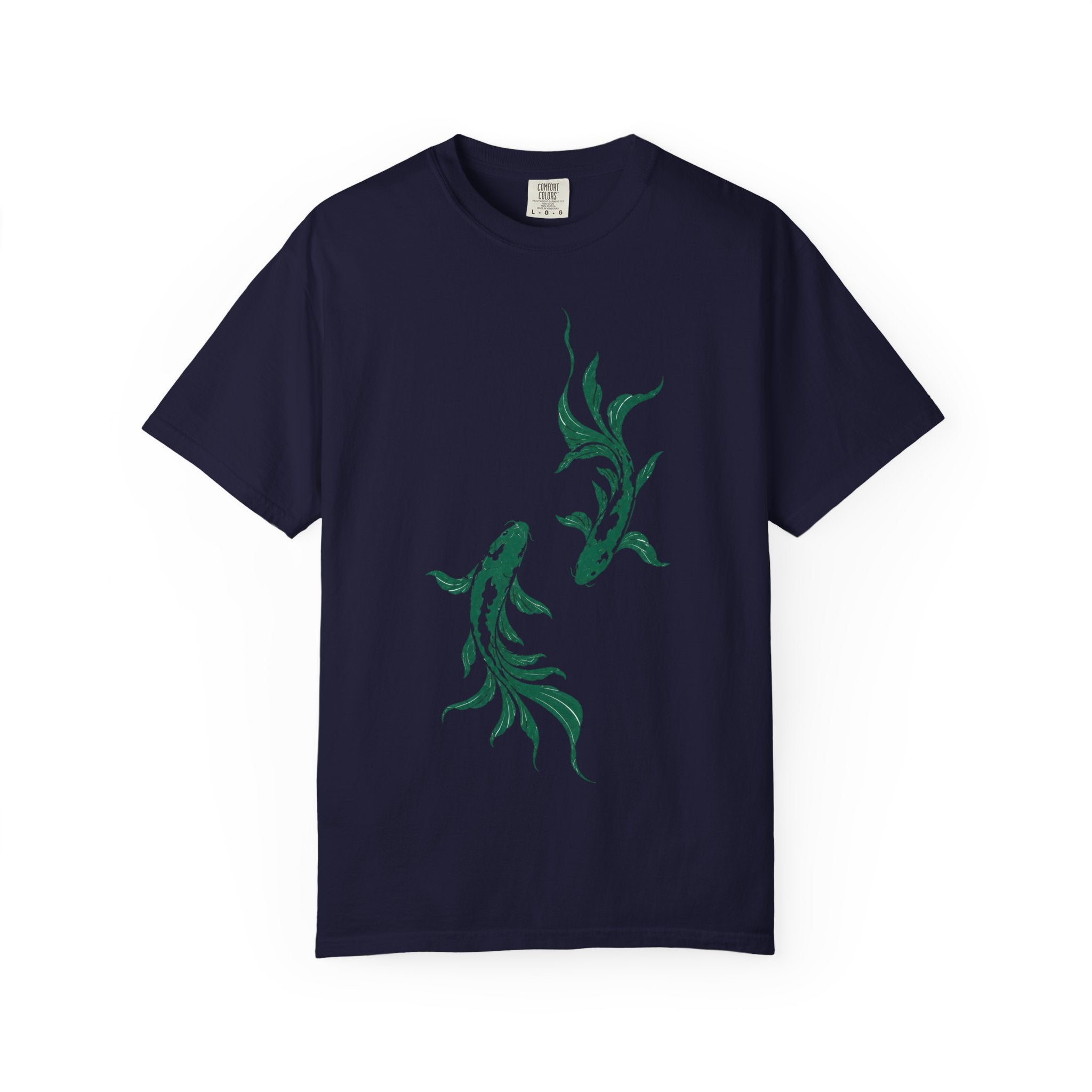 Koi Fish Graphic T-Shirt – Green Dual Koi Design