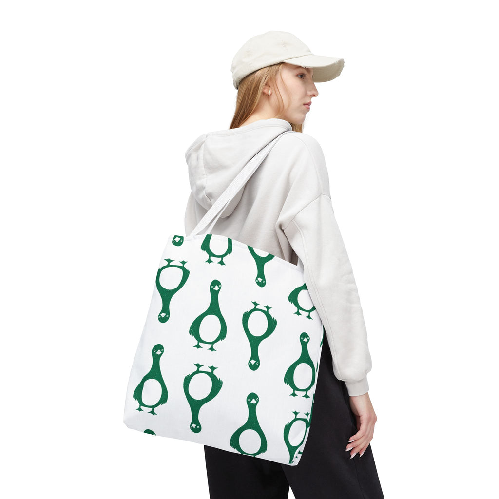 Green Penguin Pattern Tote Bag — Cute Reusable Shopping & Beach Tote