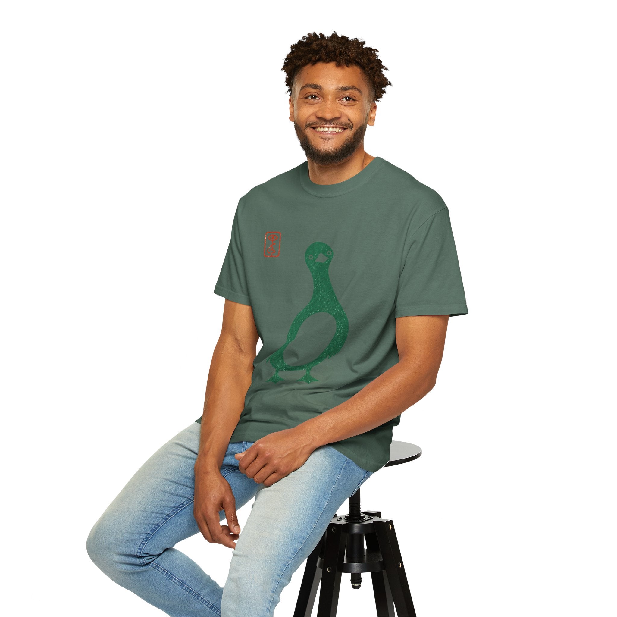 Pigeon Graphic T-Shirt — Vintage Green Bird Print