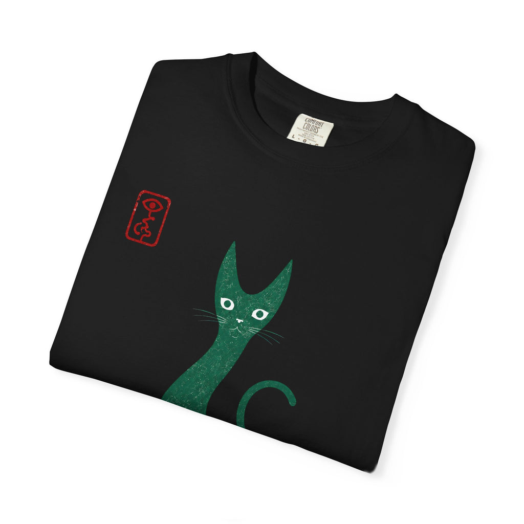 Cat Silhouette T-Shirt — Minimal Green Kitty Graphic Tee