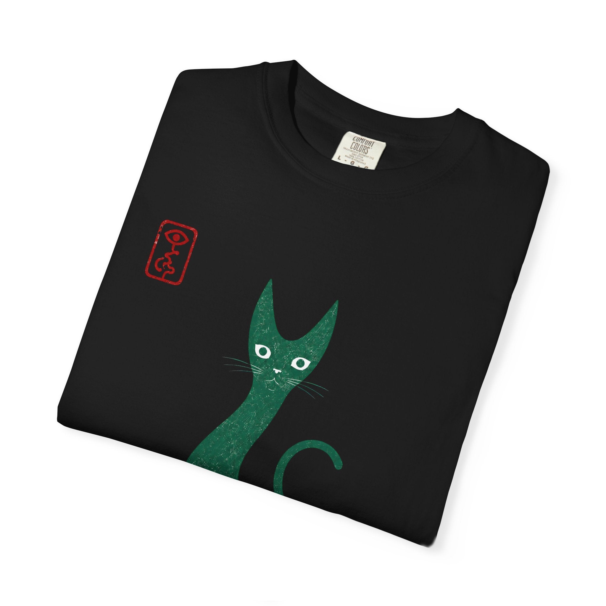 Cat Silhouette T-Shirt — Minimal Green Kitty Graphic Tee