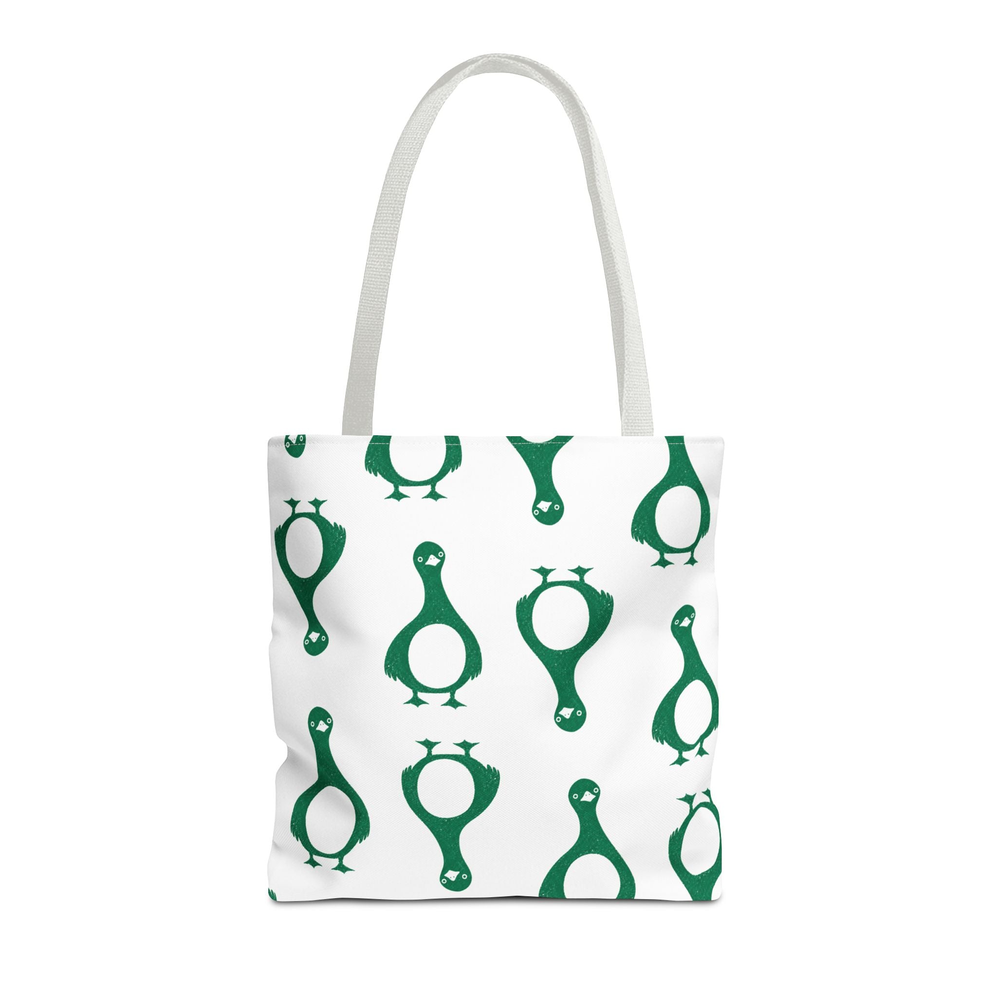 Green Penguin Pattern Tote Bag — Cute Reusable Shopping & Beach Tote