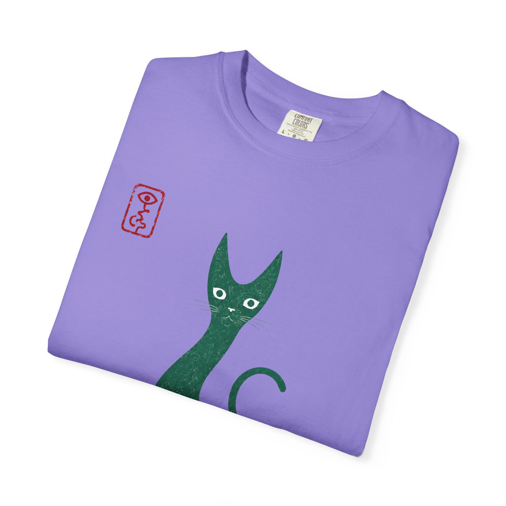 Cat Silhouette T-Shirt — Minimal Green Kitty Graphic Tee